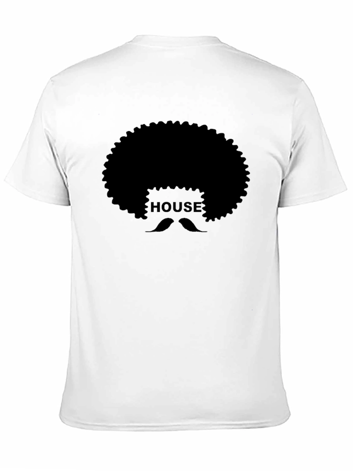 Black House Afro Mustache Graphic Tee - Black Cotton T-Shirt view 11