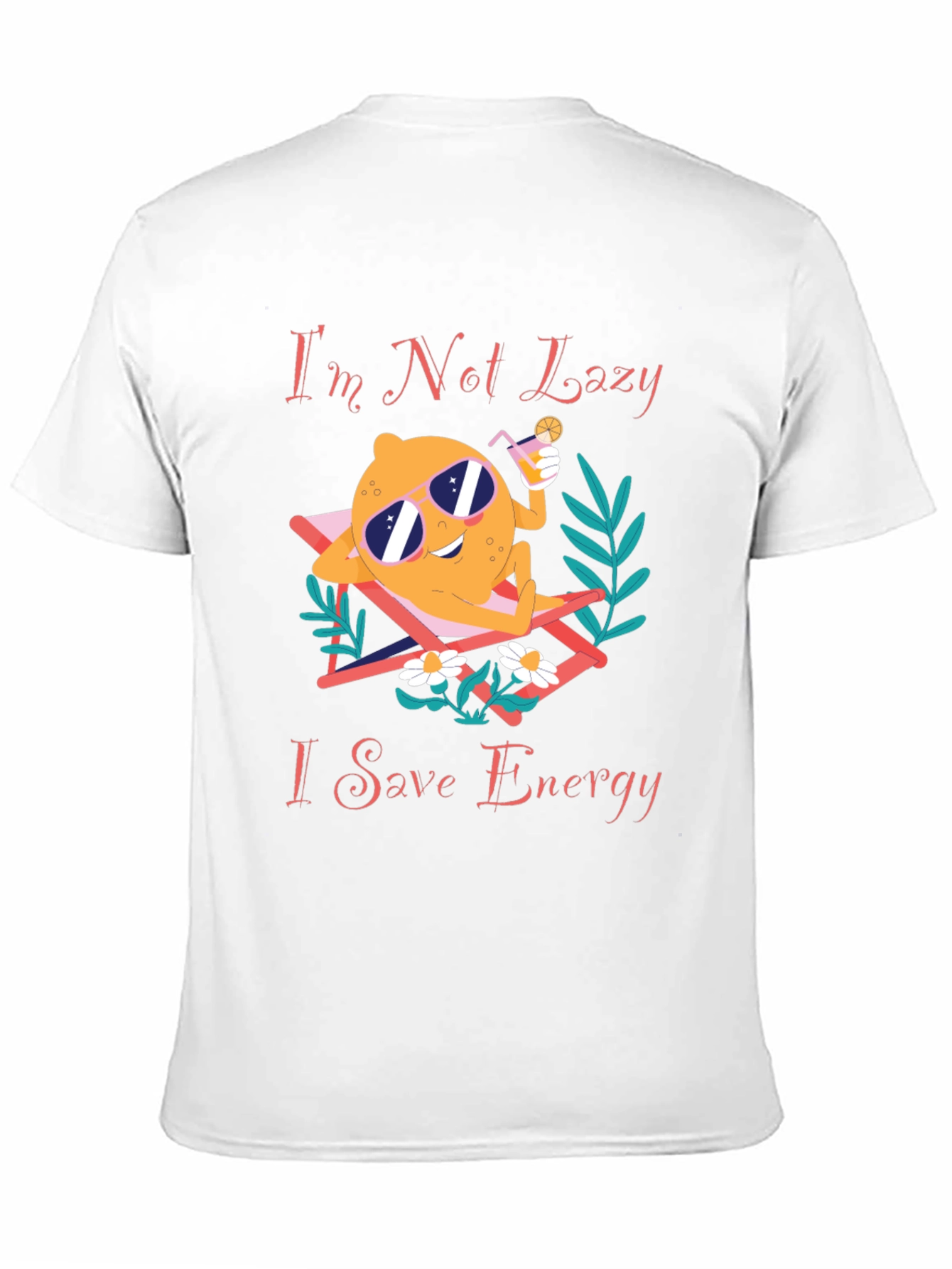 Black Funny Save Energy T-Shirt - Lazy Lemon Lounging Design view 11