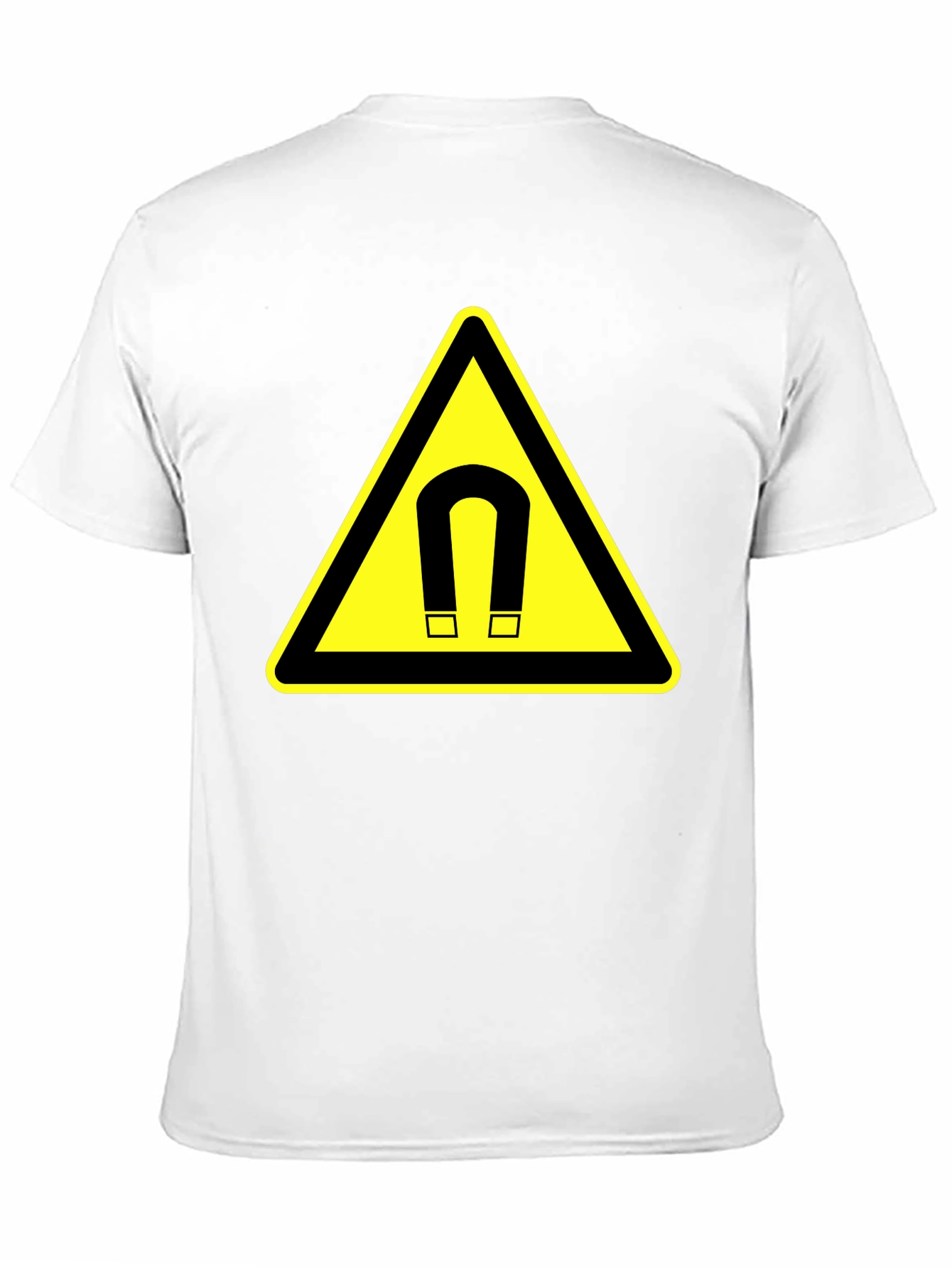 Magnet Warning Sign Graphic T-Shirt - Black Cotton Tee - 11