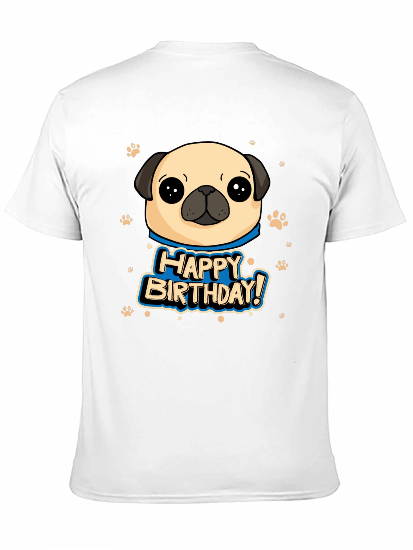 Black Pug Happy Birthday Black T-Shirt view 11
