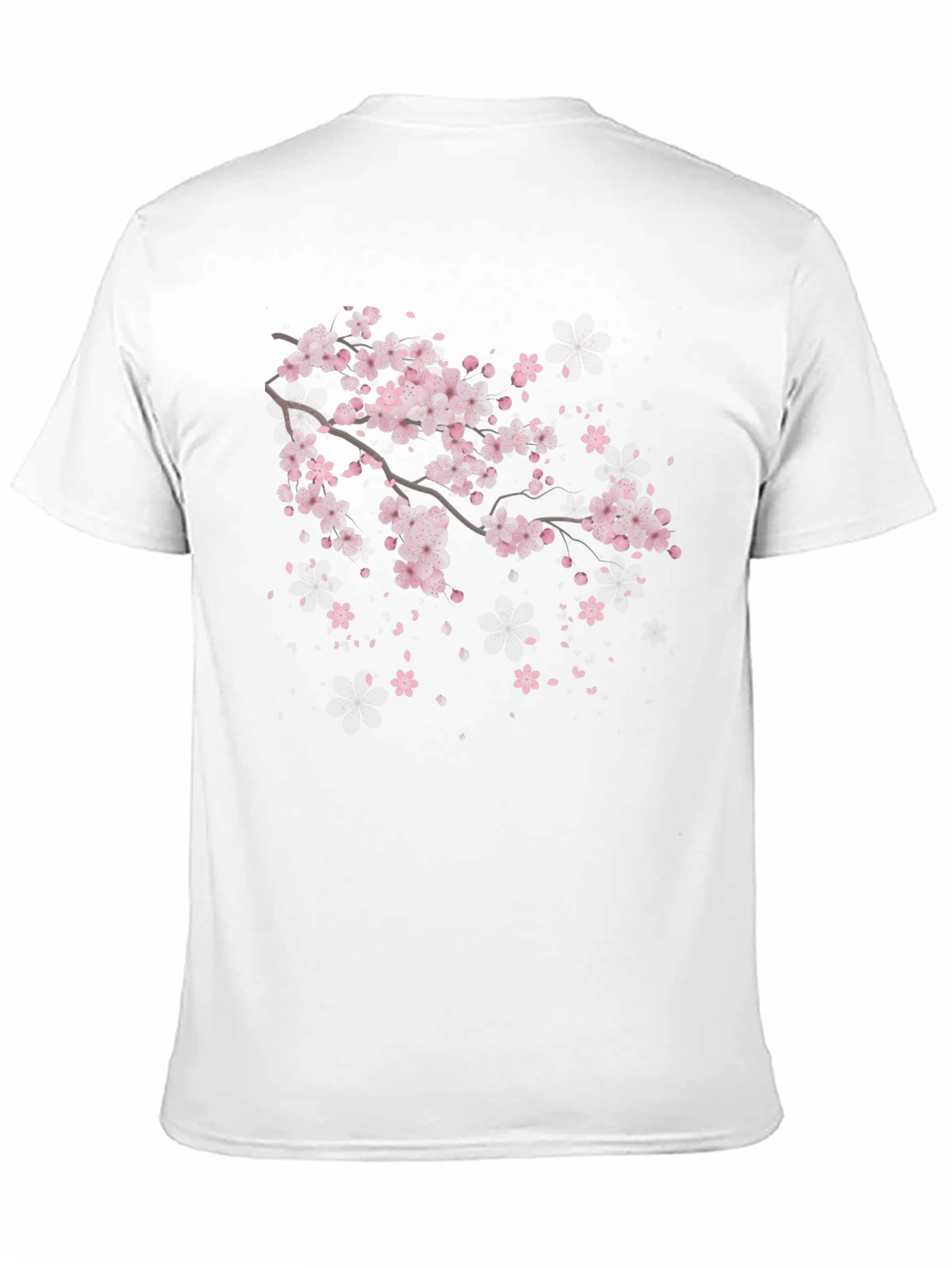 Black Cherry Blossom Branch Black T-Shirt view 11