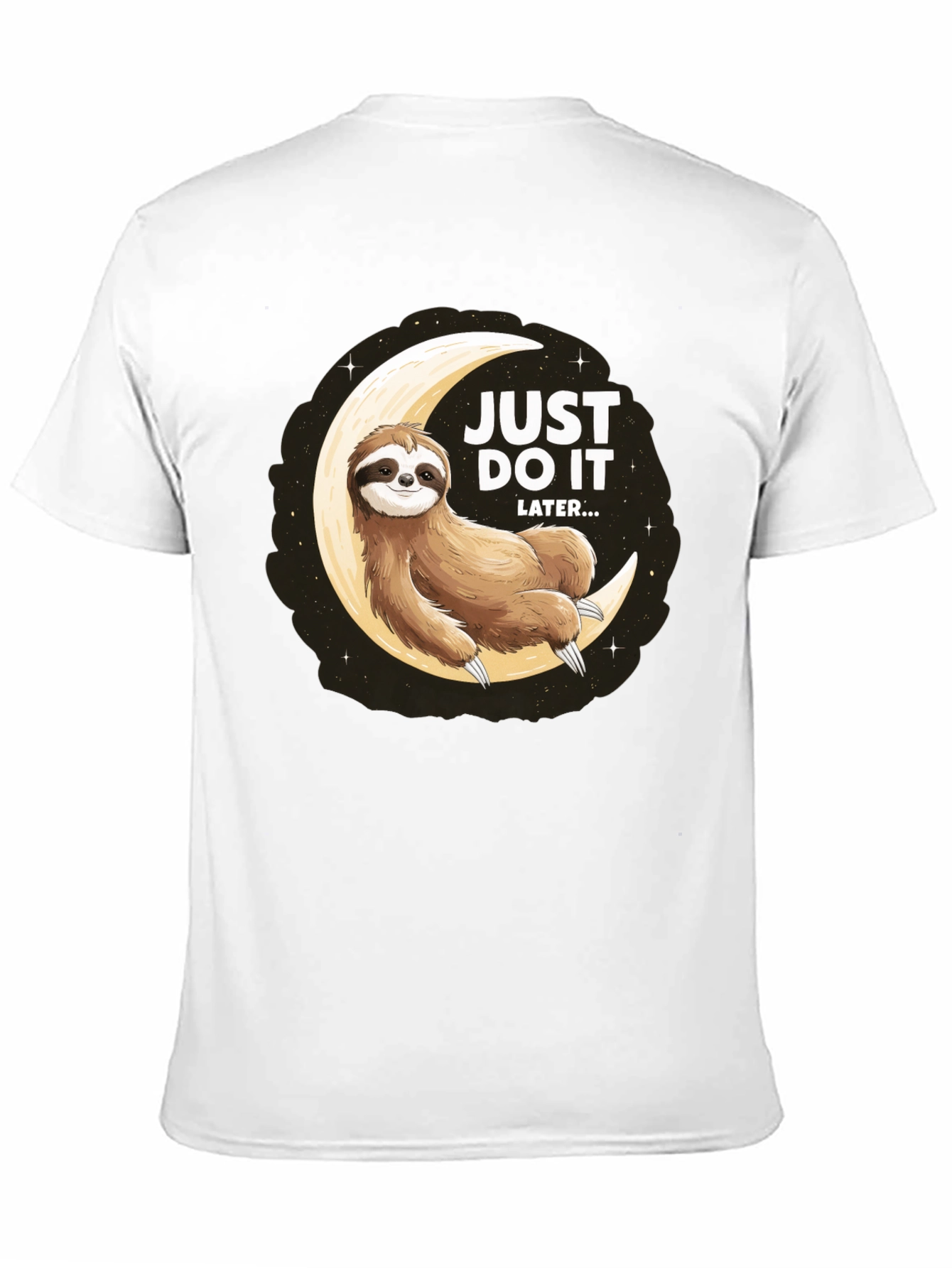 Black Just Do It Later Sloth T-Shirt - Lazy Moon Design view 11