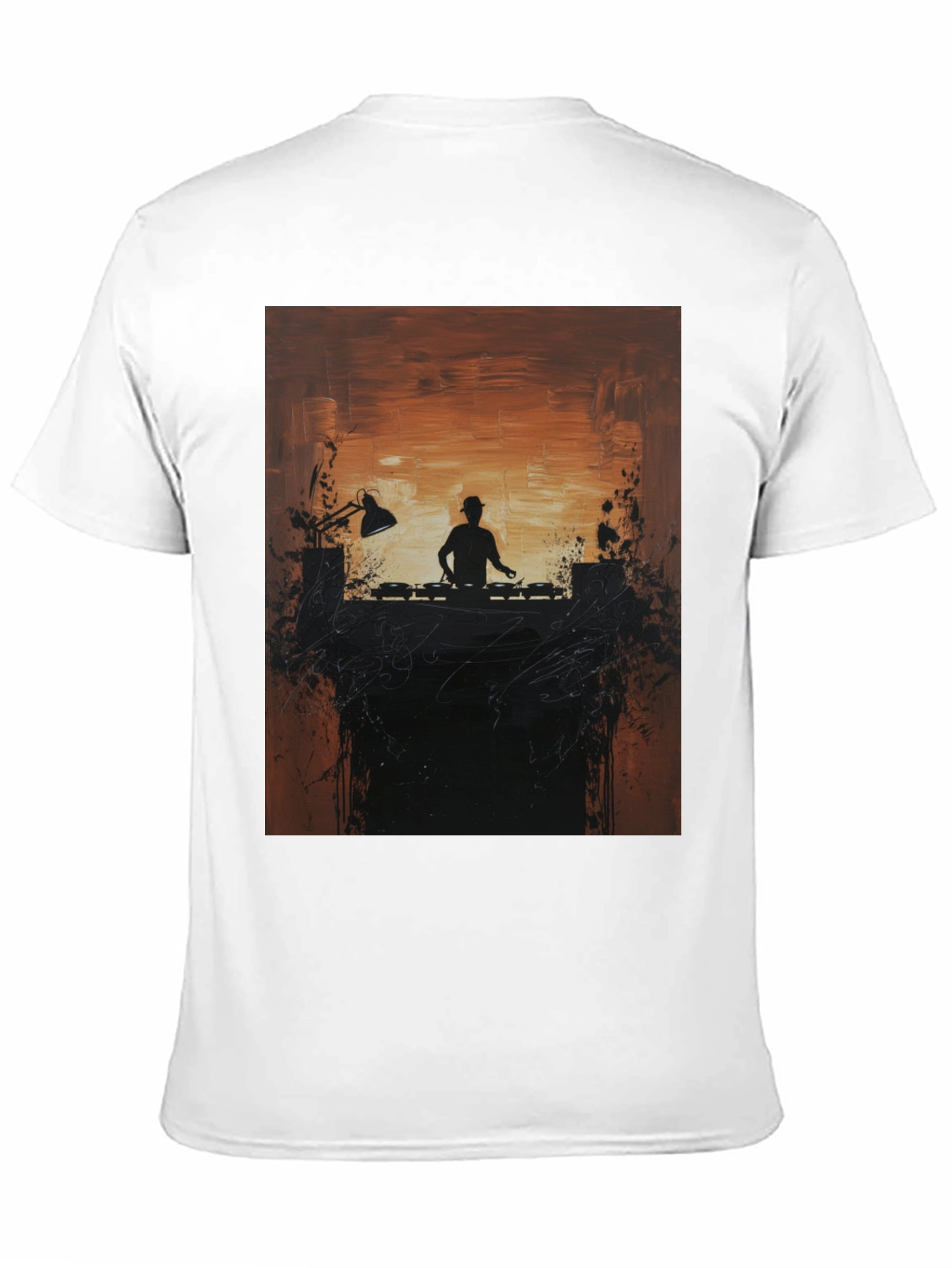 Black DJ Silhouette Graphic Print Crew Neck Tee view 11