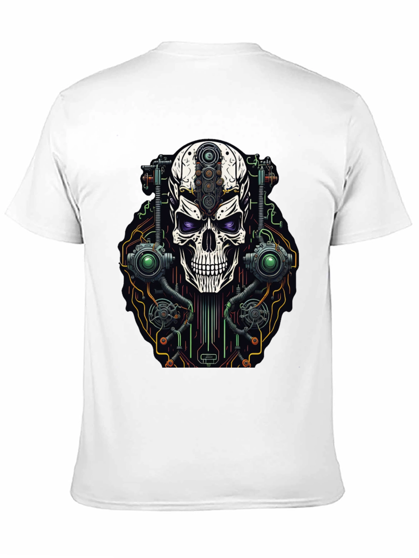 Black Cyberpunk Skull Graphic T-Shirt view 11