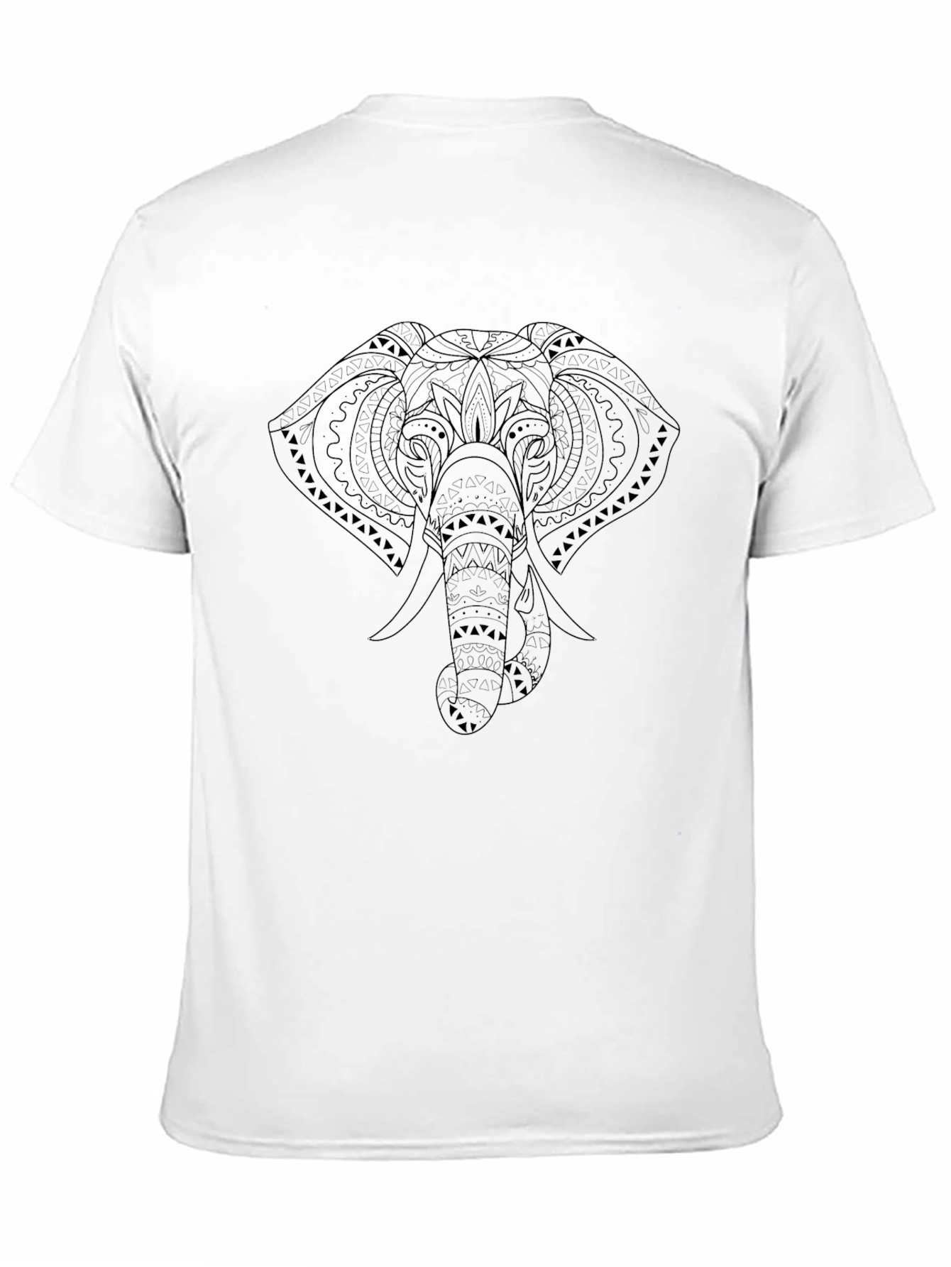Black Black Elephant Mandala Graphic T-Shirt view 11