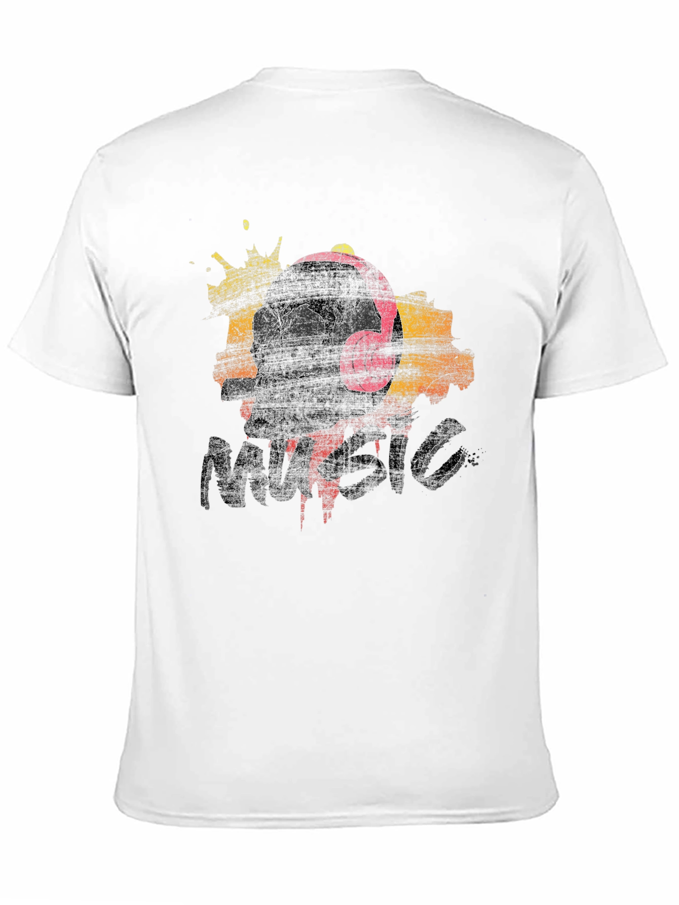 Black Skull Music T-Shirt - Graphic Print Tee view 11