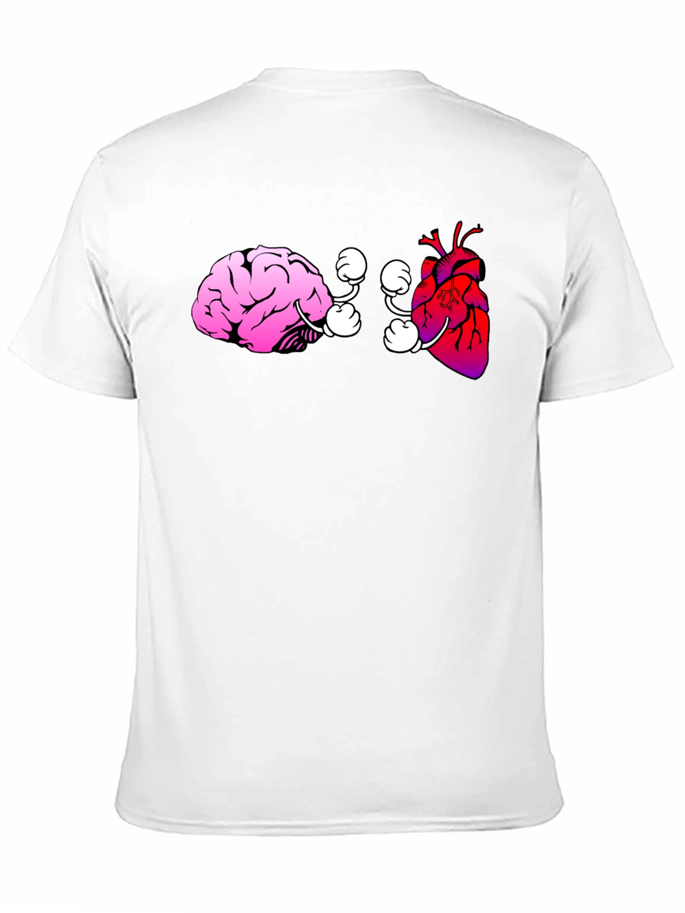Black Brain vs. Heart Graphic Tee - Black Cotton T-Shirt view 11