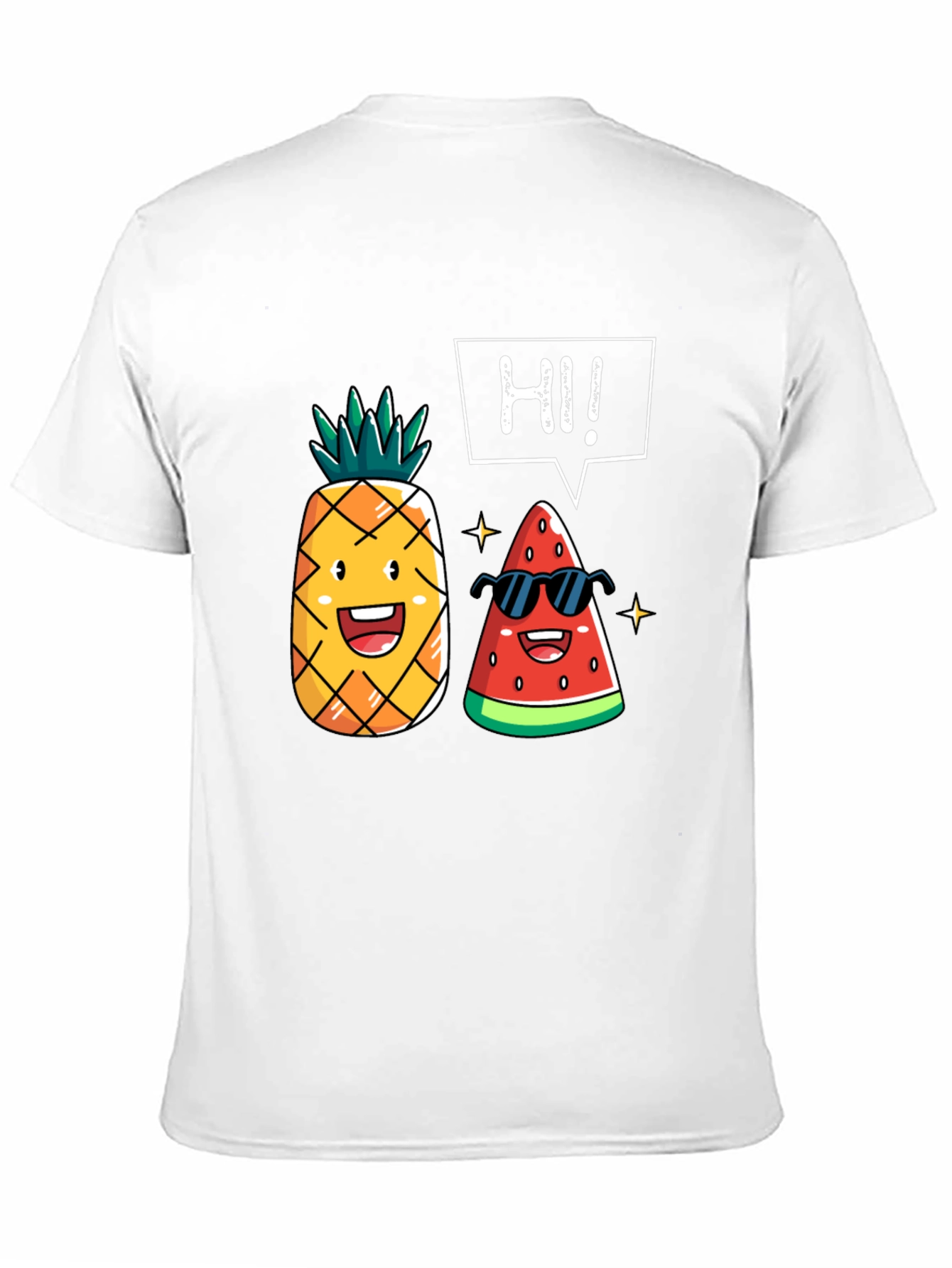 Black Funny Fruit T-Shirt: Pineapple & Watermelon Graphic Tee view 11