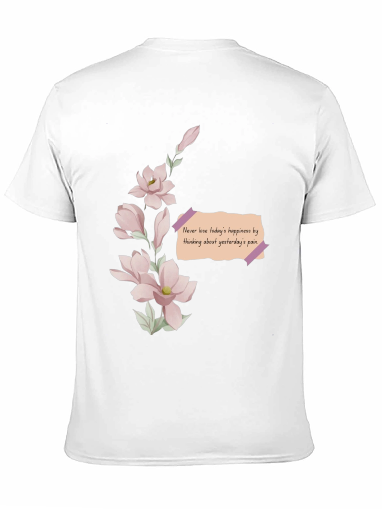 Black Floral Reminder T-Shirt - Never Lose Happiness view 11