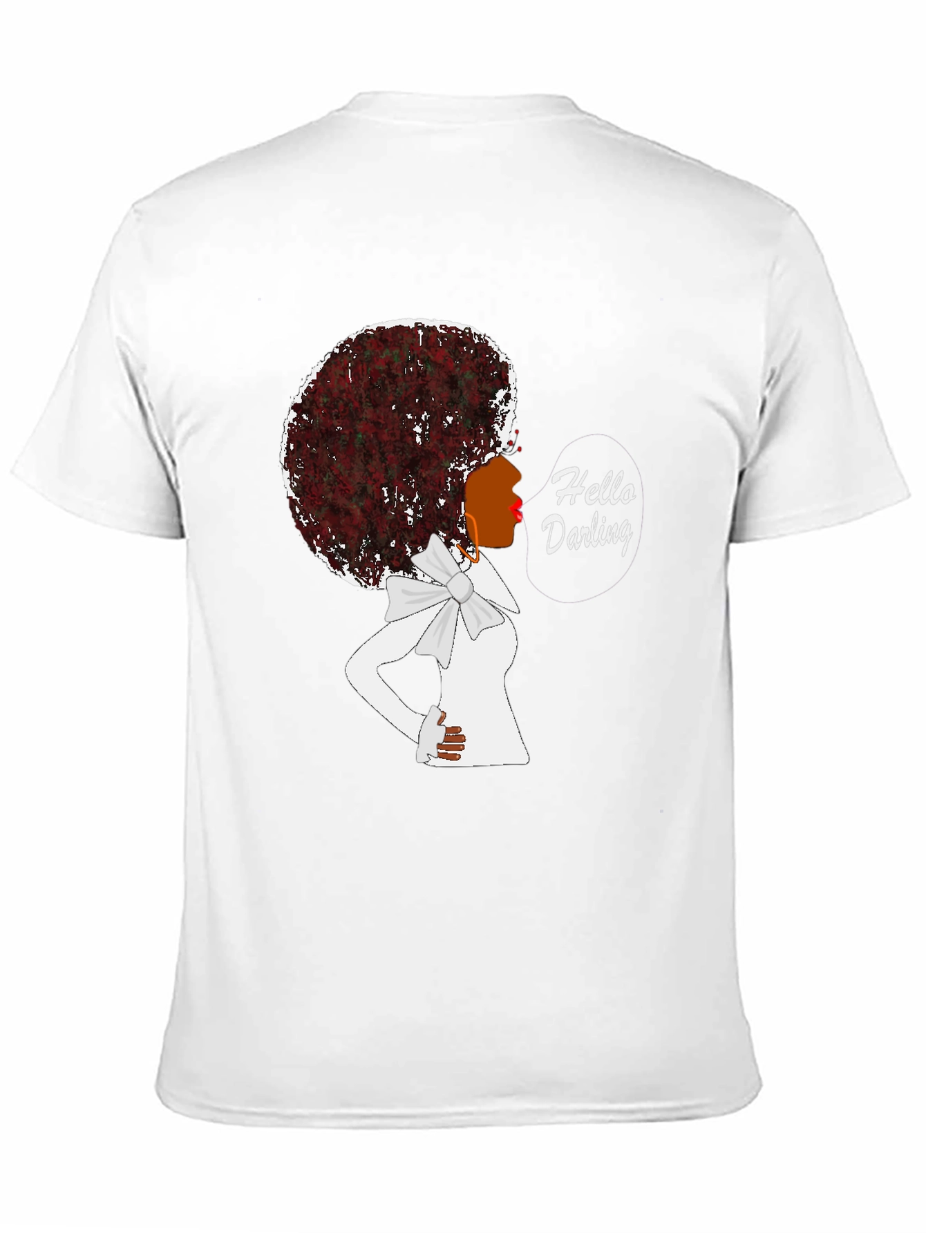 Black Afro Woman 'Hello Darling' Black T-Shirt view 11