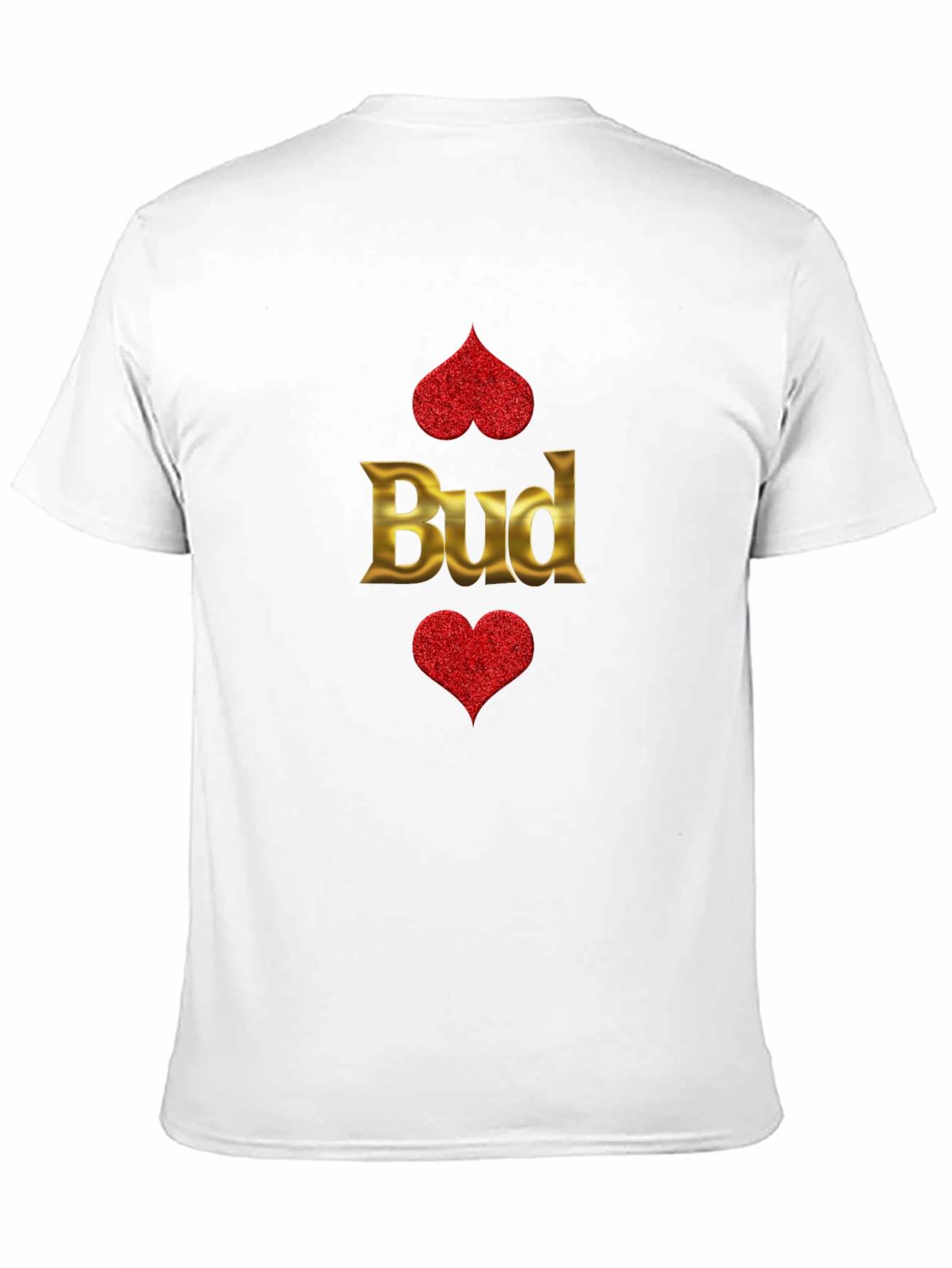 Black Bud T-Shirt - Gold Lettering, Red Hearts view 11