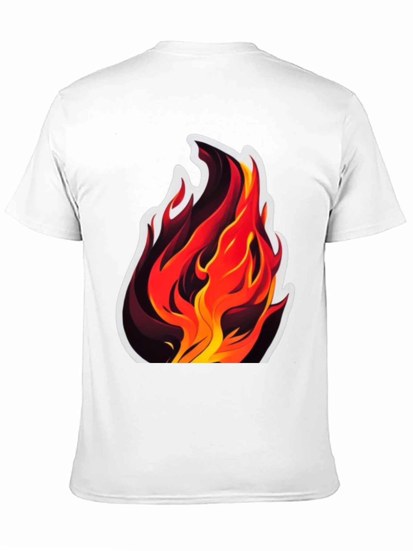 Black Fiery Flames Graphic Tee - Bold Black Cotton T-Shirt view 11