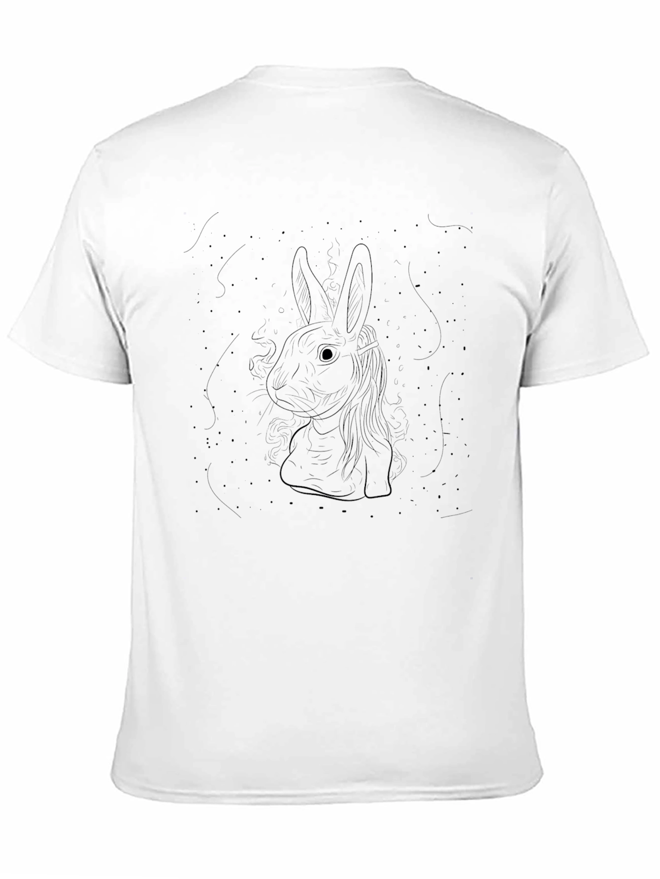Black Men's Black T-Shirt with Rabbit Design view 11