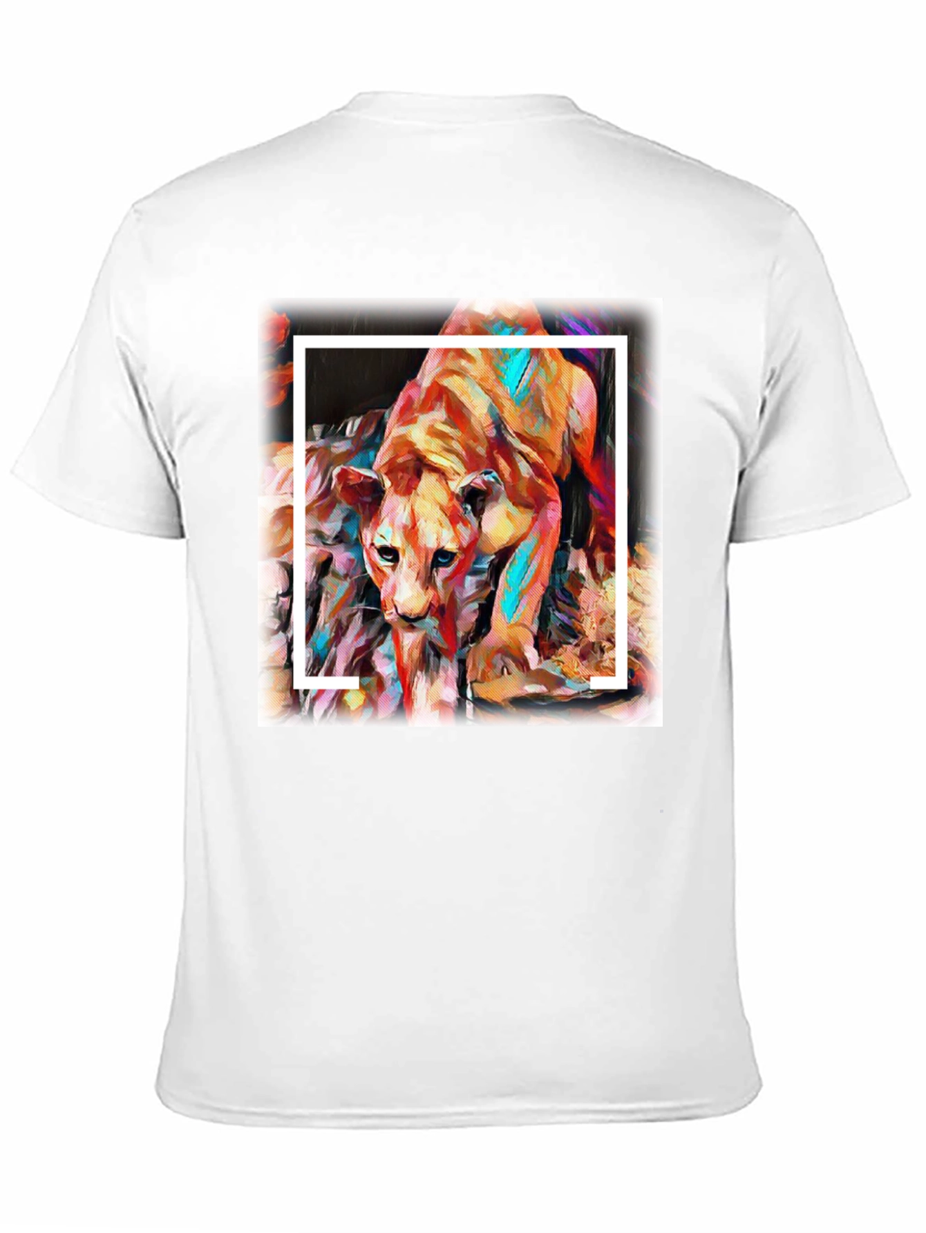 Black Abstract Lion Graphic Tee - Men's Black T-Shirt view 11