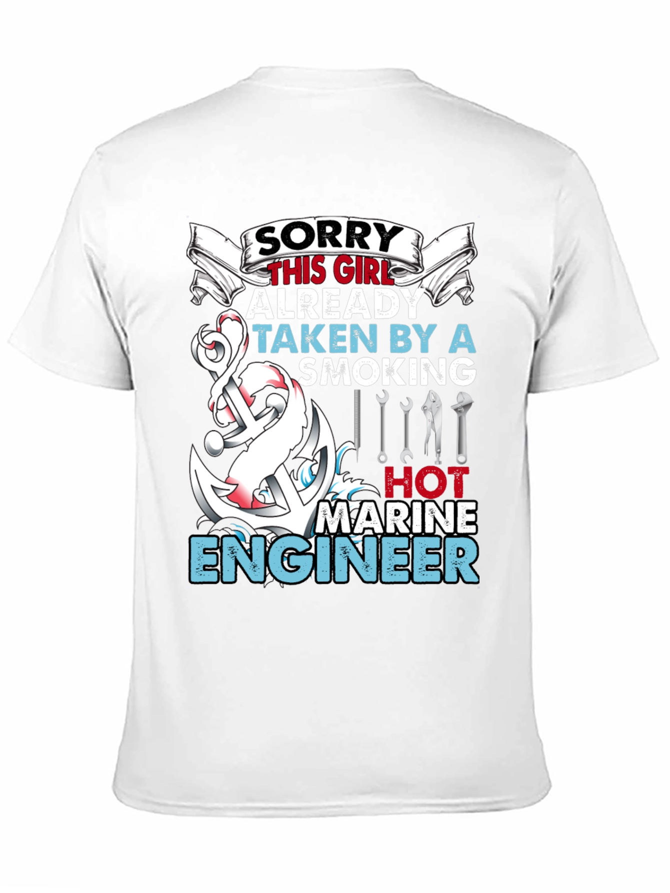 Black Sorry Girl Marine Engineer Graphic T-Shirt view 11