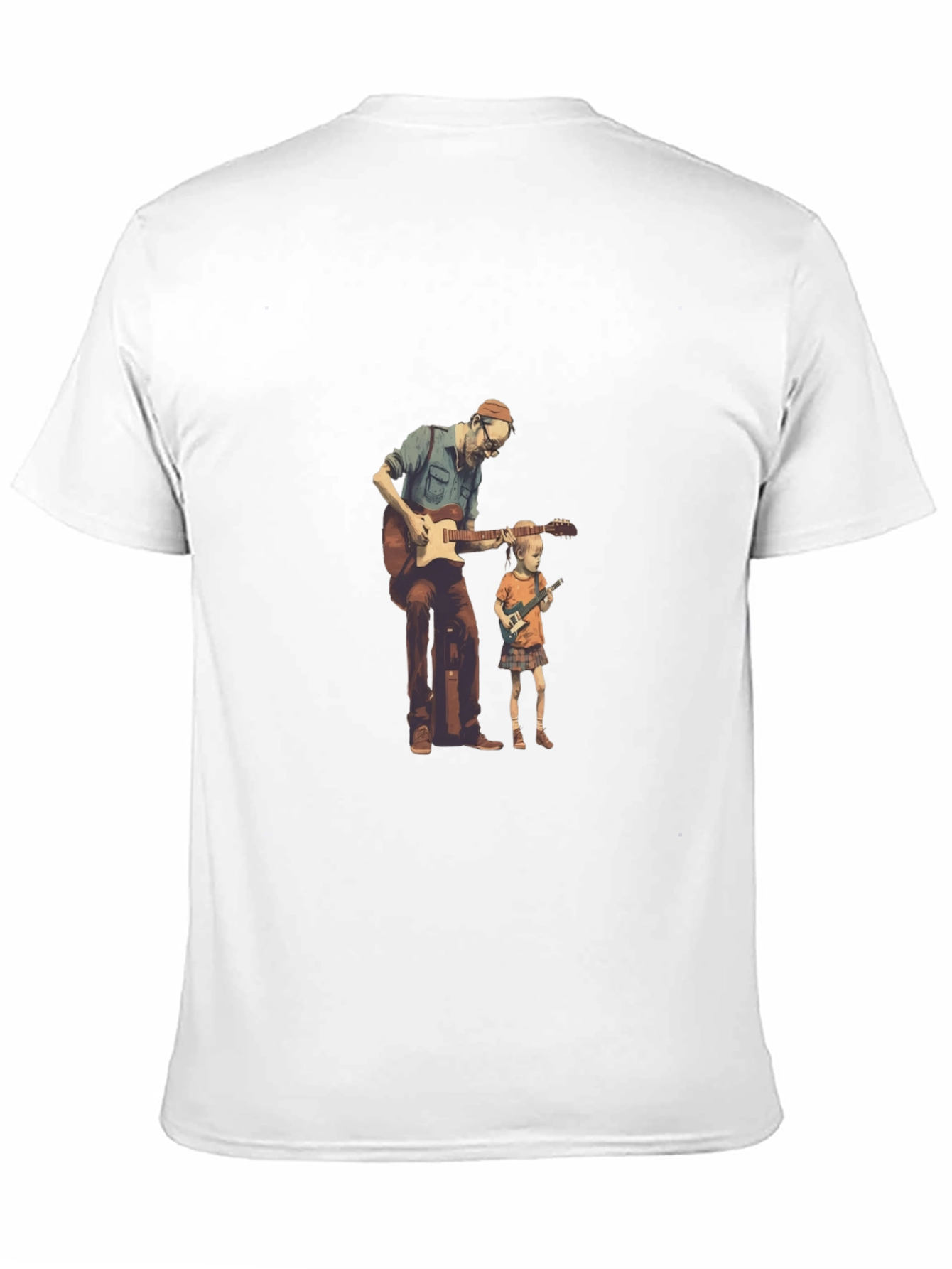 Black Guitarist Dad and Kid Black T-Shirt view 11