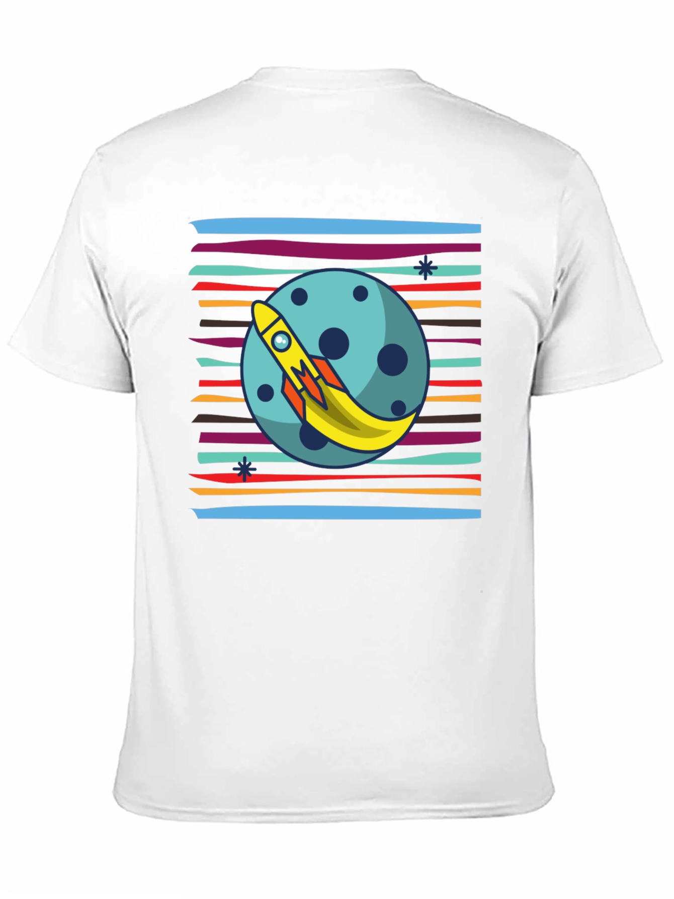 Black Retro Rocket Moon T-Shirt - Blast Off in Style! view 11