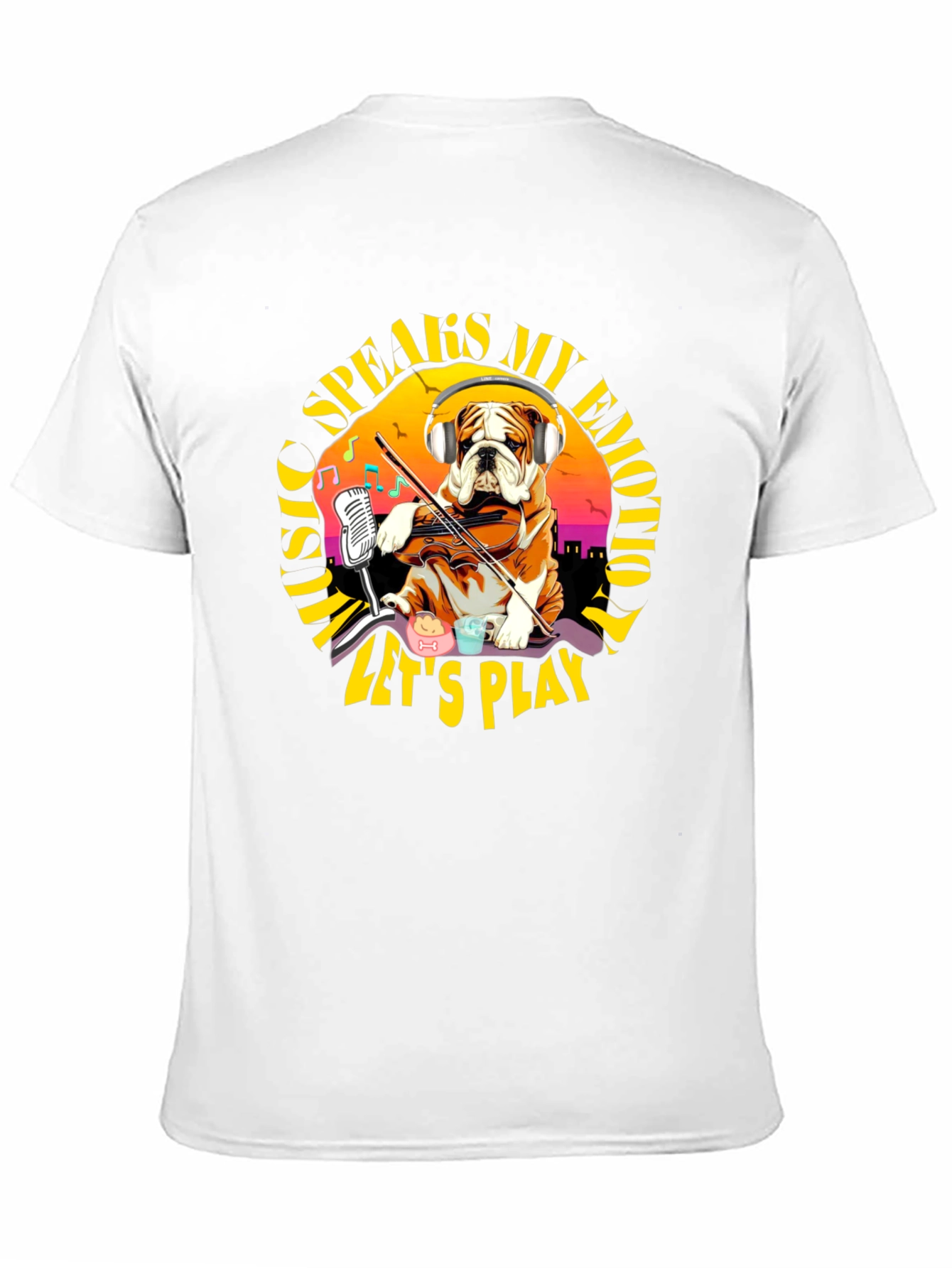 Black Music Speaks My Emotion Bulldog T-Shirt view 11