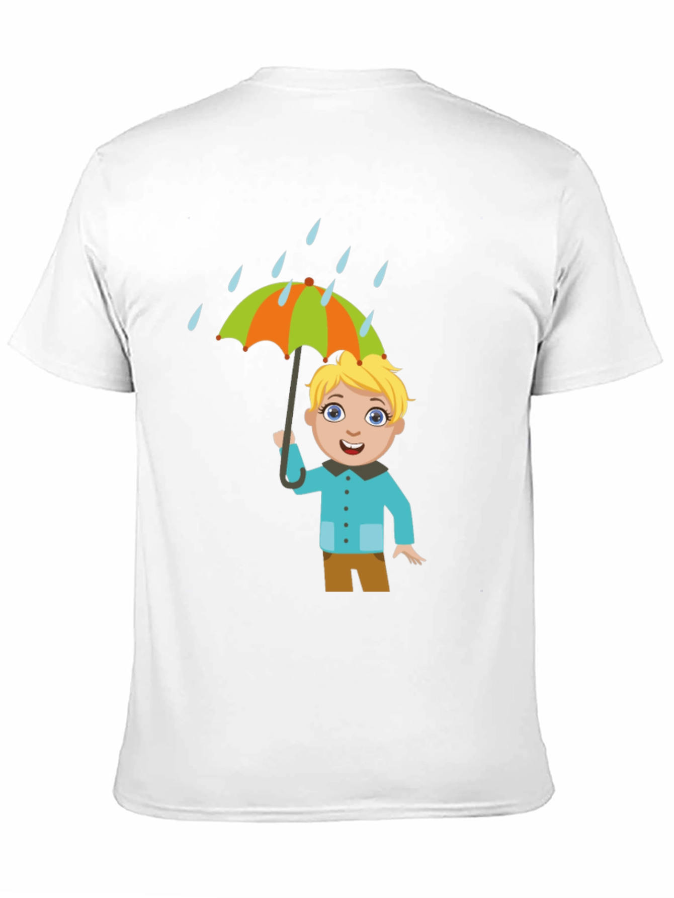 Black Cartoon Boy Umbrella Black T-Shirt view 11