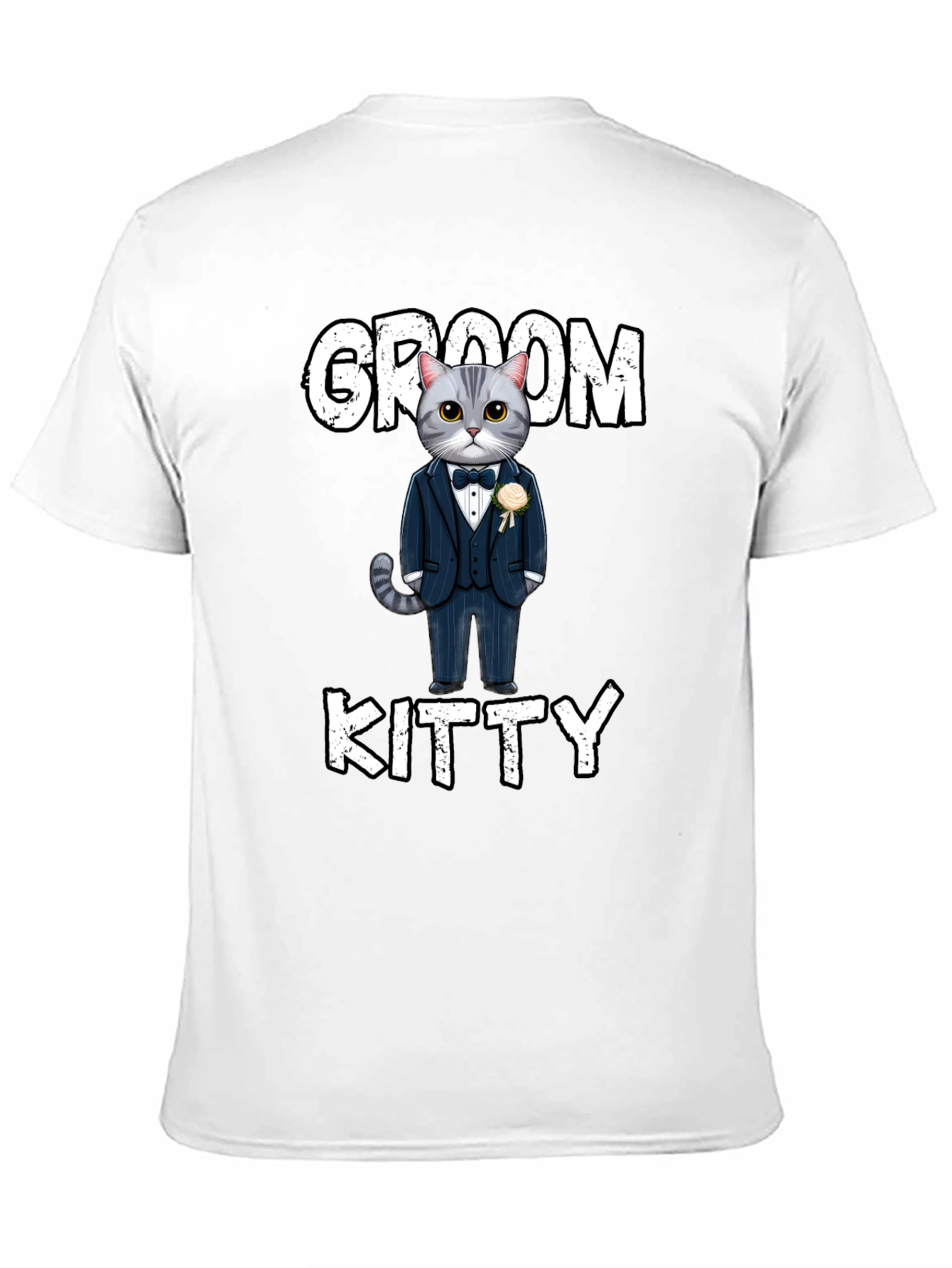 Black Groom Kitty T-Shirt - Cat Wedding Apparel view 11