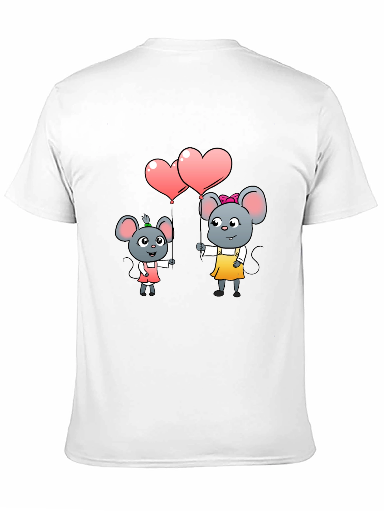 Black Cute Cartoon Mice Heart Balloons Graphic Tee view 11