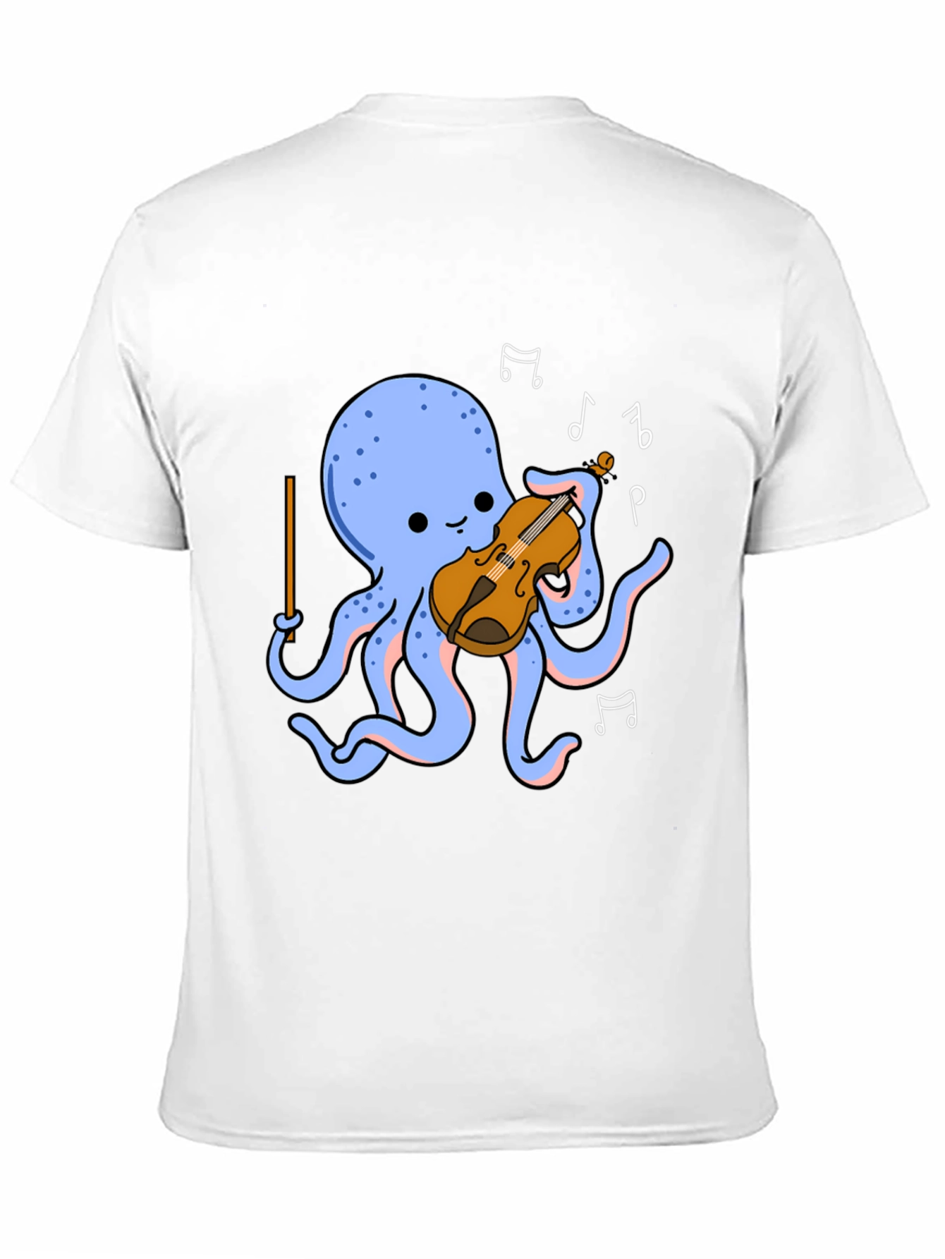 Black Octopus Musician T-Shirt - Cute Cartoon Violin Player Tee view 11