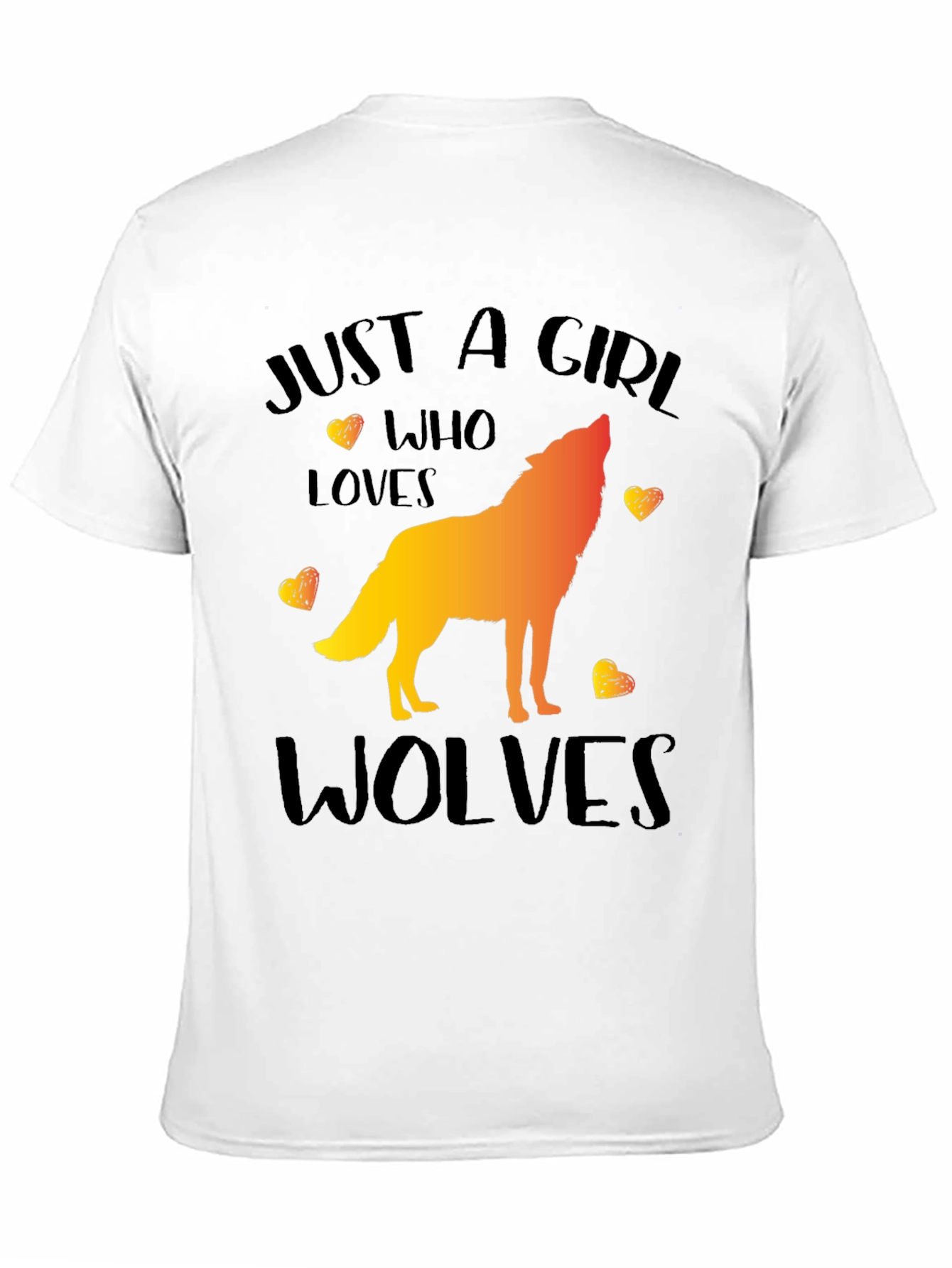 Black Just a Girl Who Loves Wolves Graphic T-Shirt view 11