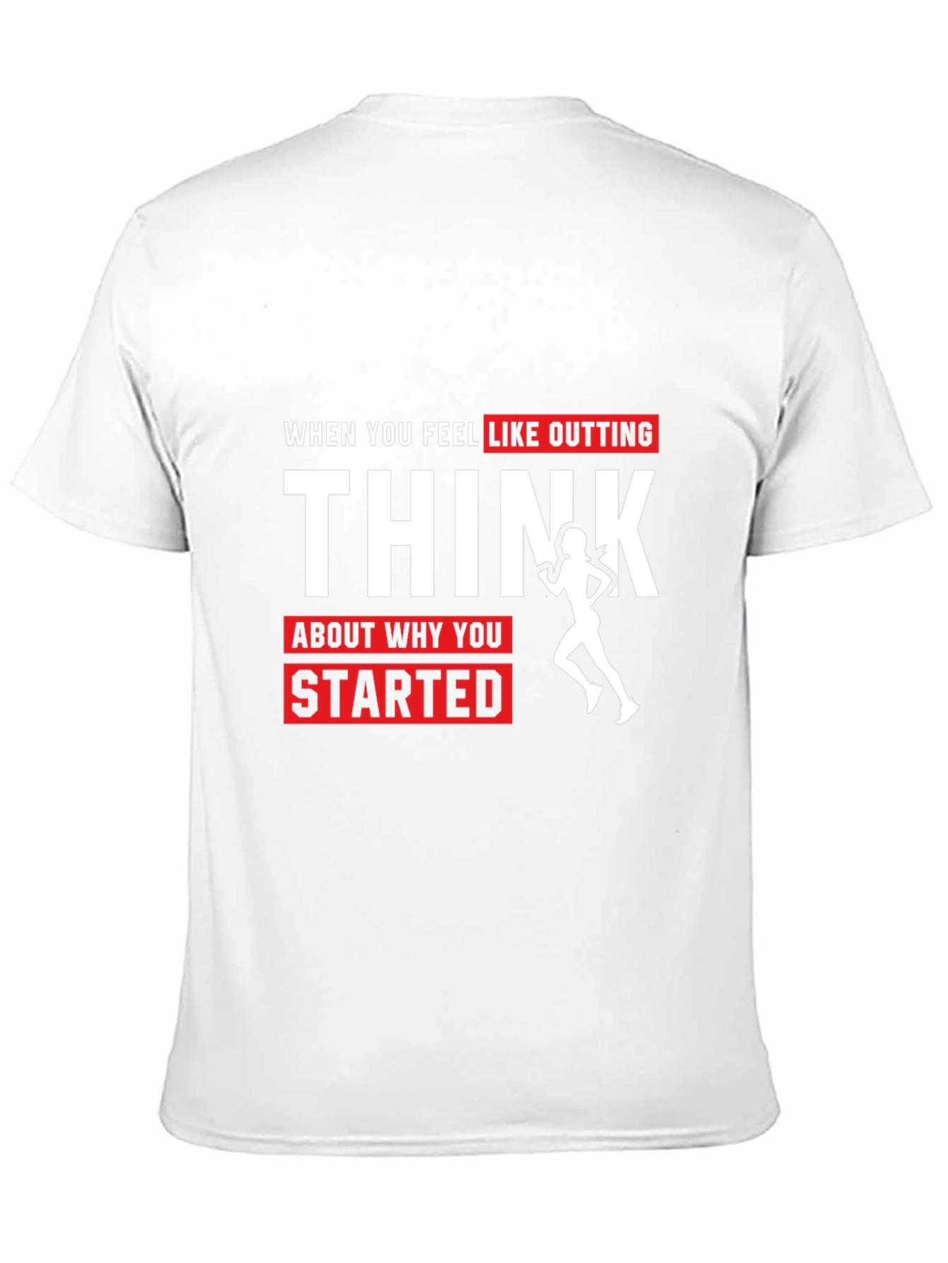 Black Motivational Running T-Shirt: Think Why You Started view 11