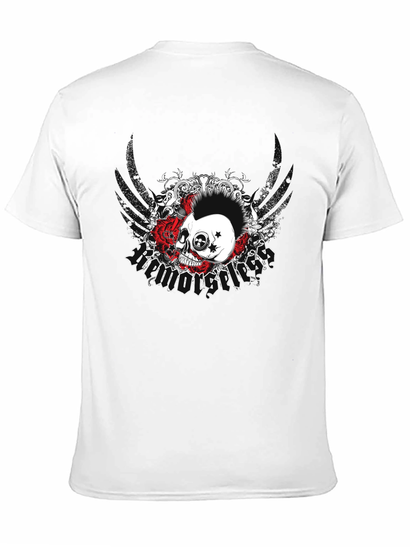 Black Skull & Roses Graphic Tee - Rock Style Shirt view 11