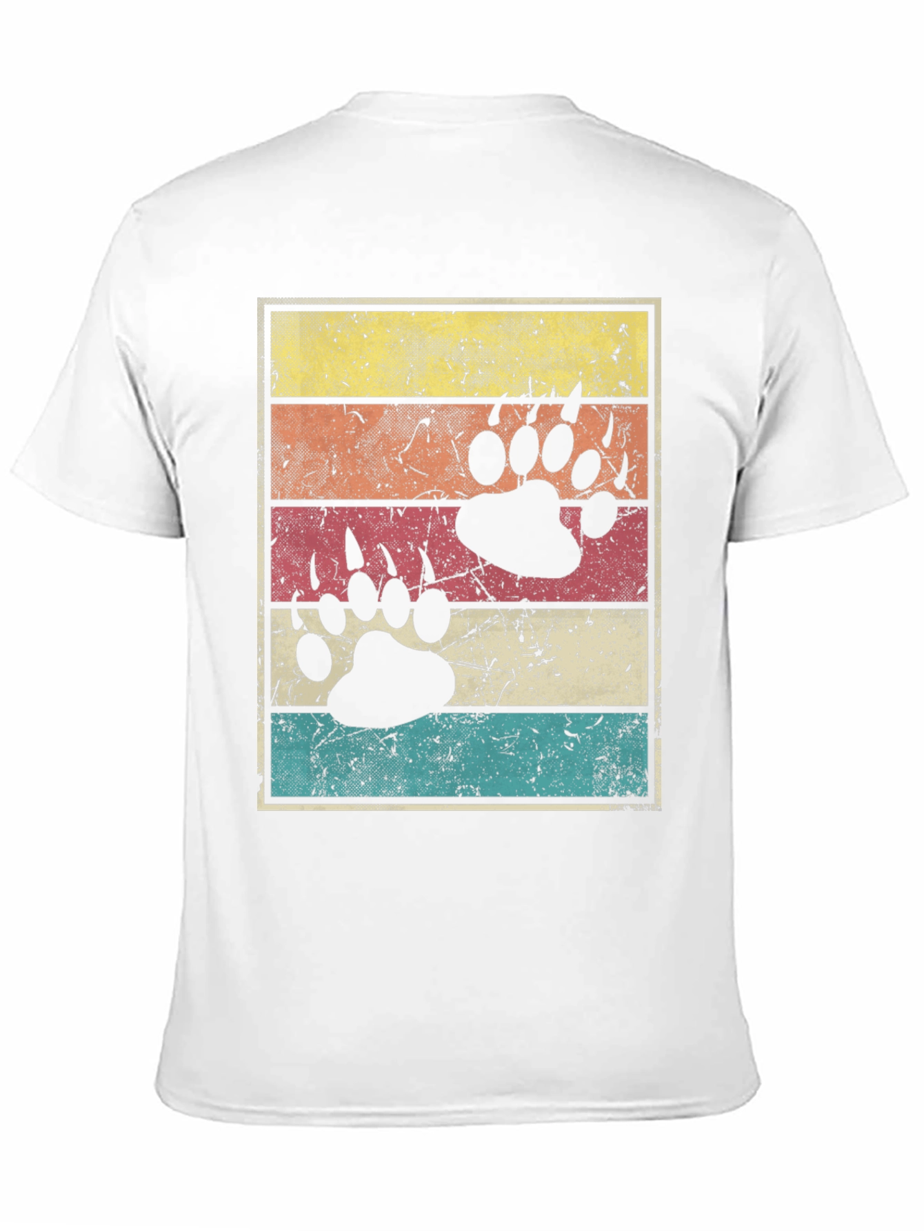 Black Retro Bear Paw Print T-Shirt view 11