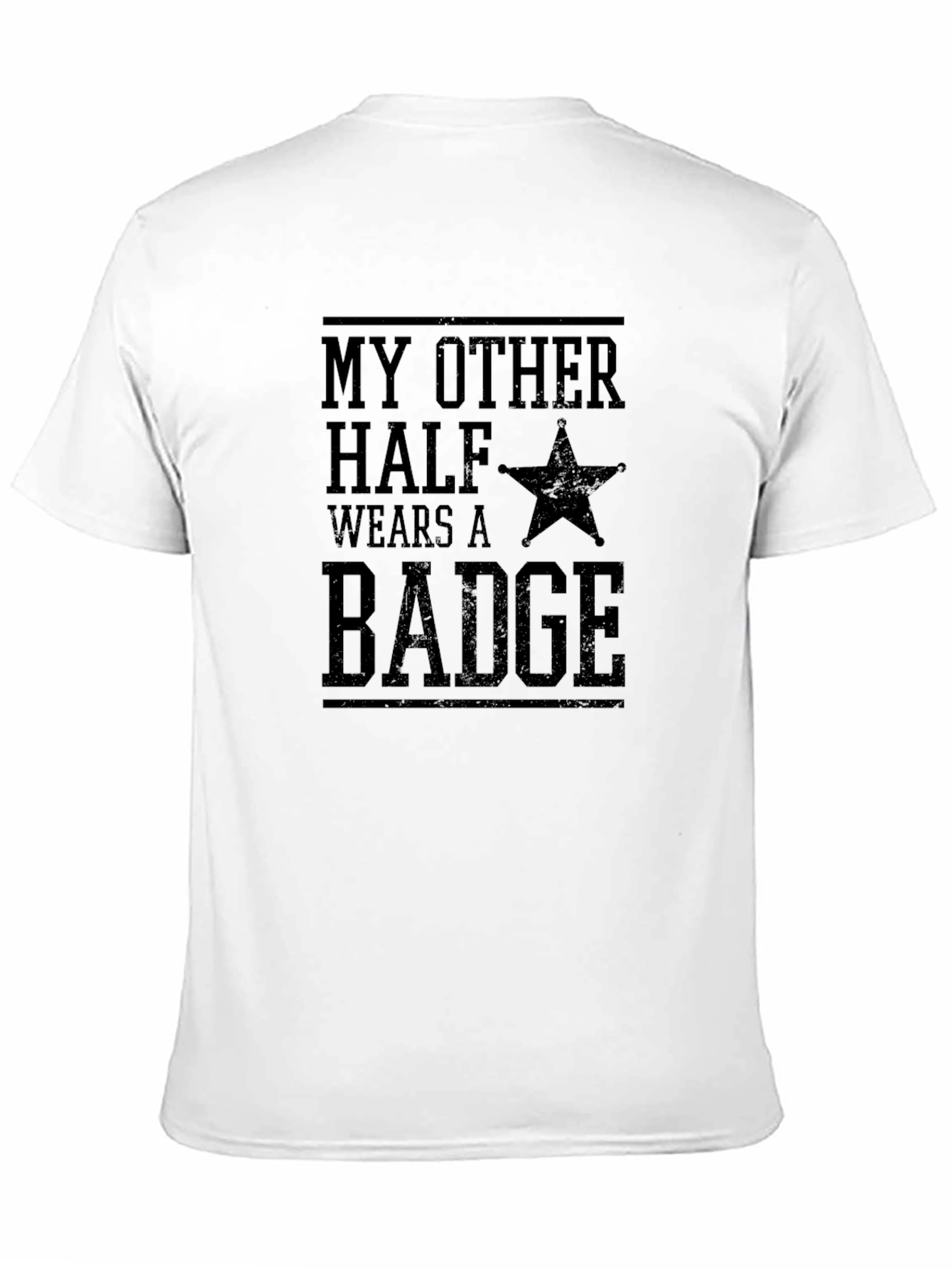 Black My Other Half Wears A Badge Graphic Tee view 11