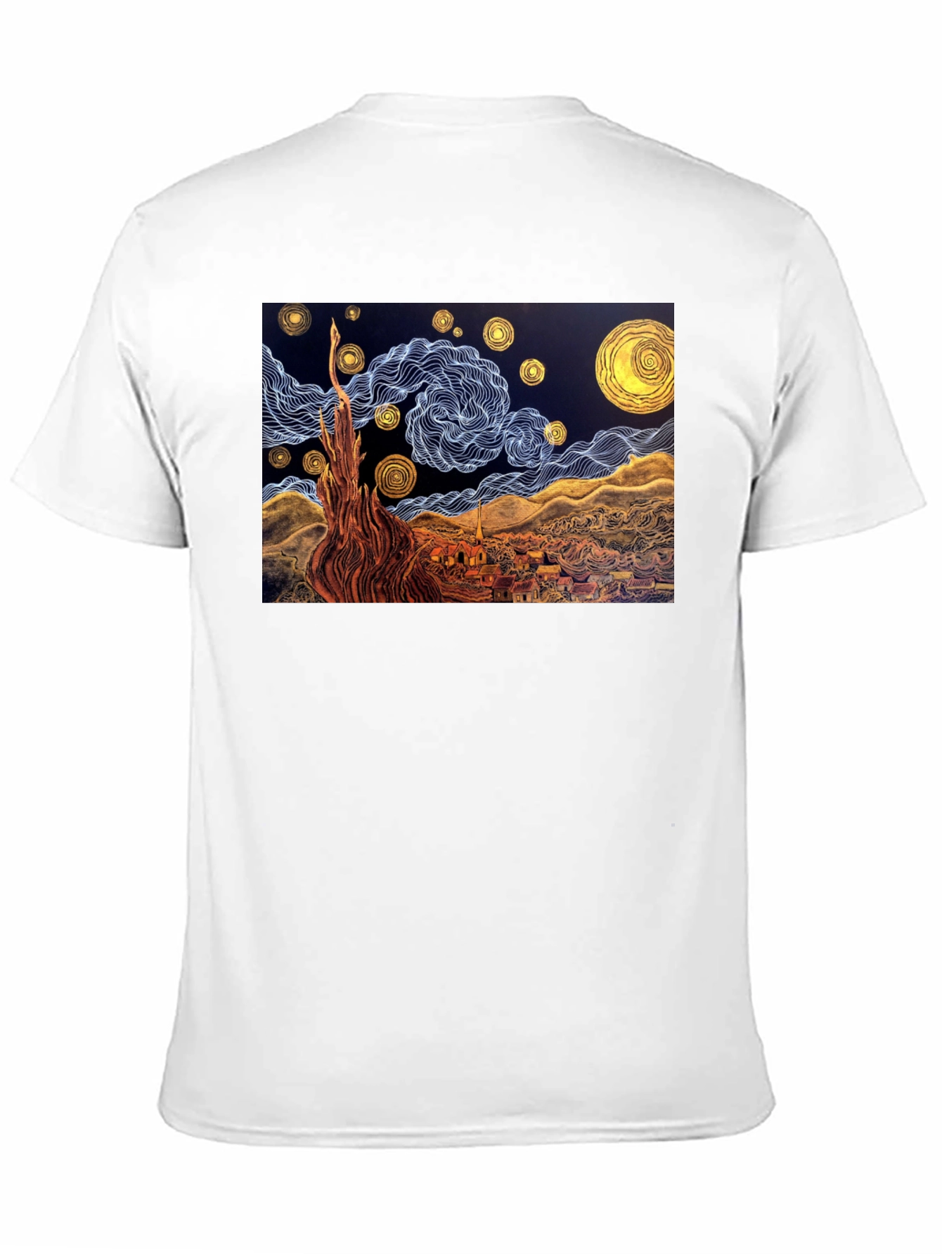 Black Starry Night Art T-Shirt view 11