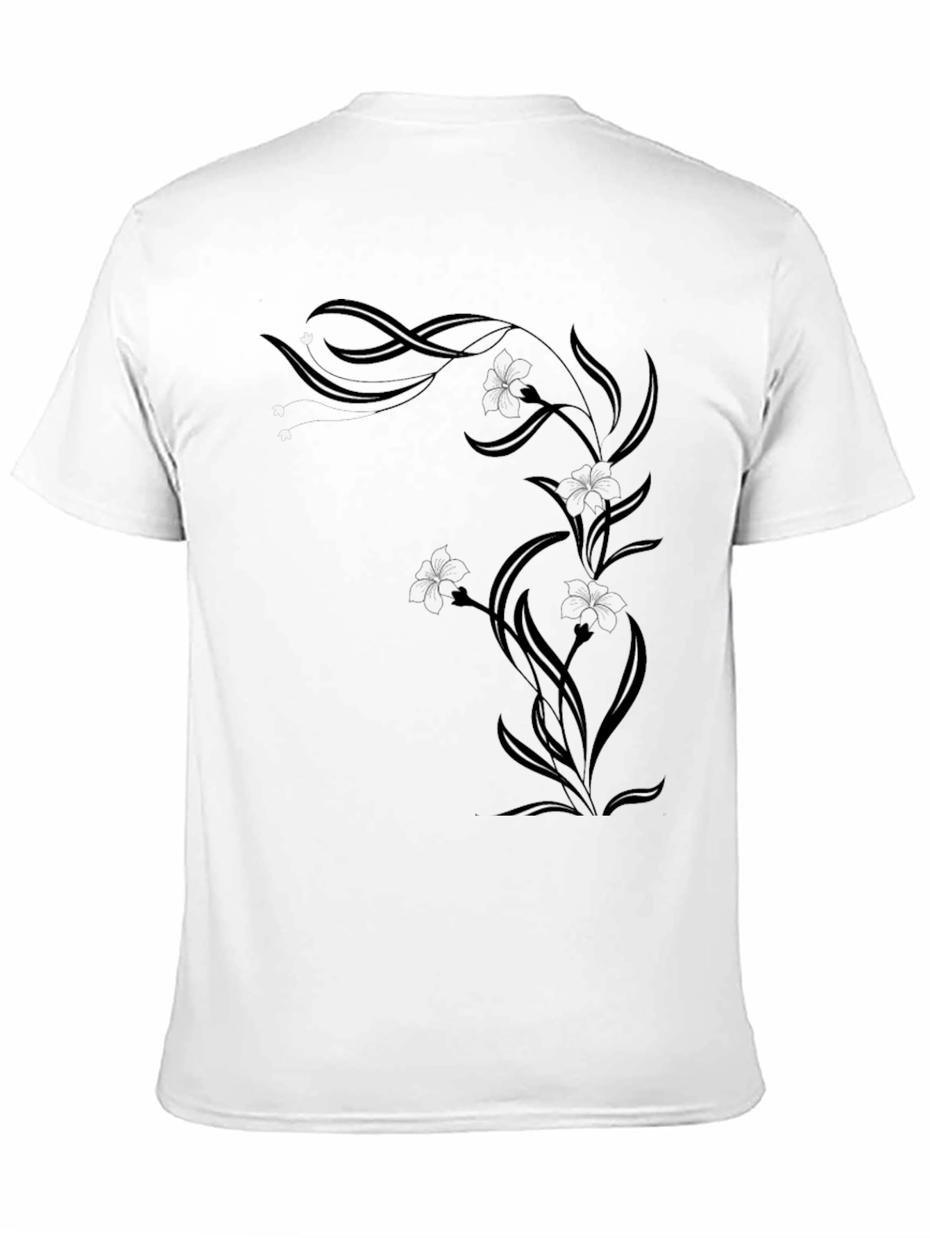 Black Floral Vine Graphic Tee - Black Cotton Blend view 11