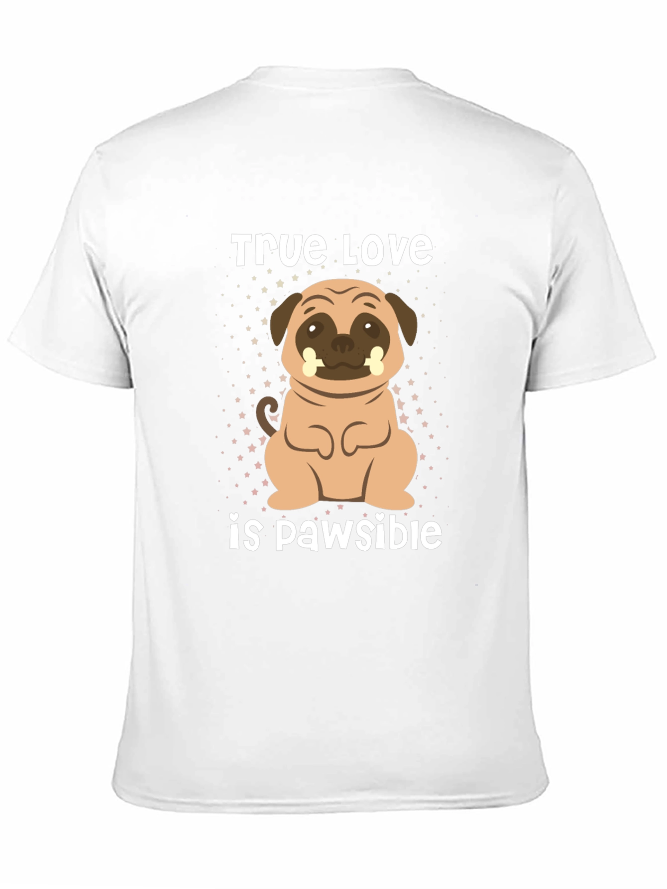 Black True Love is Pawsible Pug T-Shirt view 11