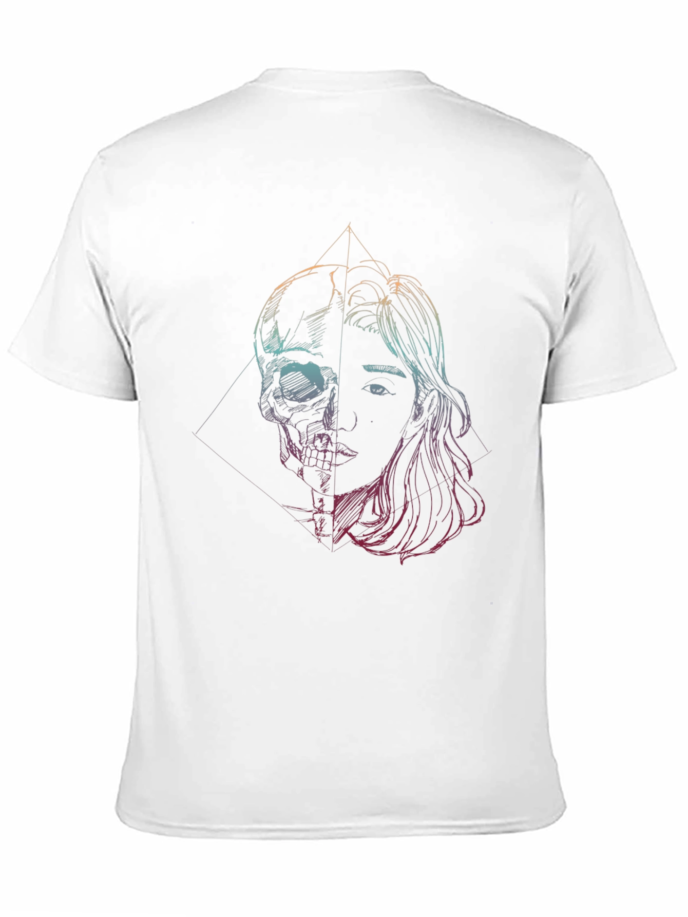 Black Skull & Woman Graphic Tee - Edgy Art T-Shirt view 11