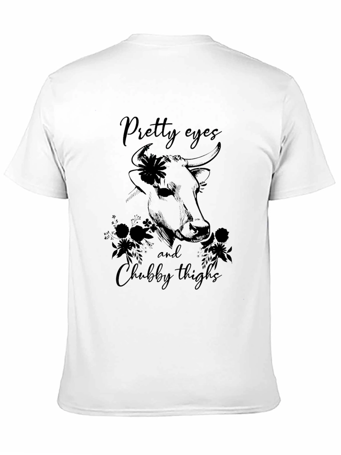 Black Pretty Eyes & Chubby Thighs Bull Graphic T-Shirt view 11