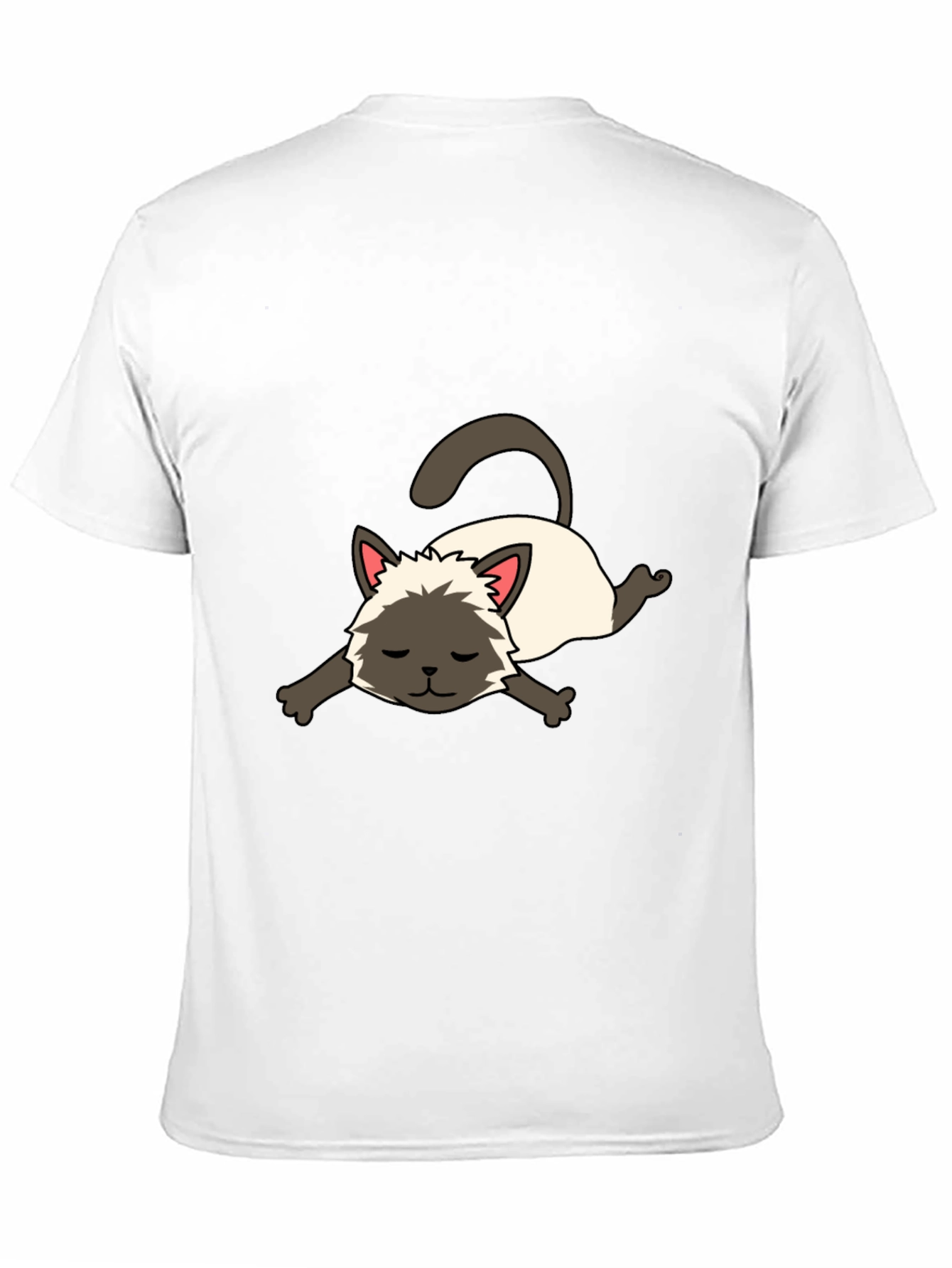 Black Cartoon Siamese Cat Unisex T-Shirt view 11