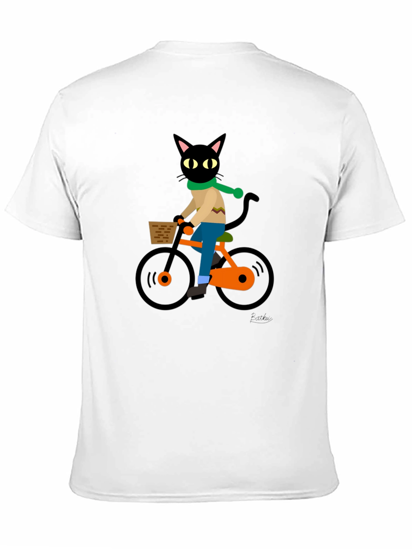 Black Cool Cat on Bike Graphic Tee - Black Cotton T-Shirt view 11
