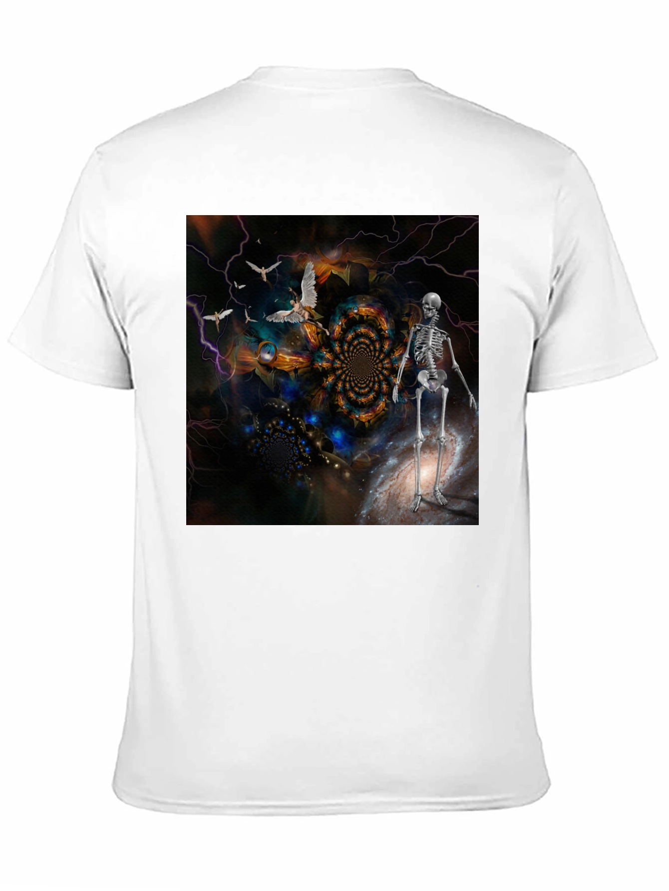 Black Surreal Skeleton Art T-Shirt view 11
