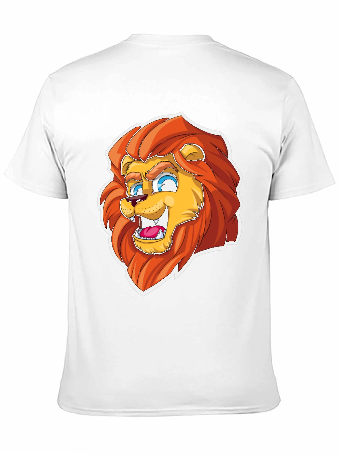 Black Cartoon Lion Graphic Tee - Black Cotton Blend view 11