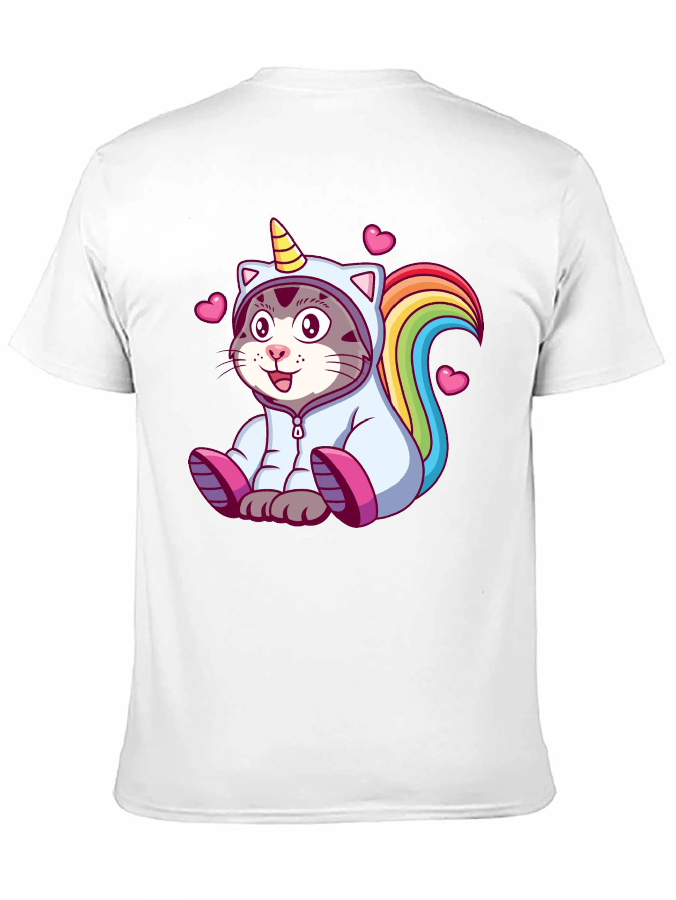 Black Unicorn Cat T-Shirt - Cute Cartoon Animal Tee view 11