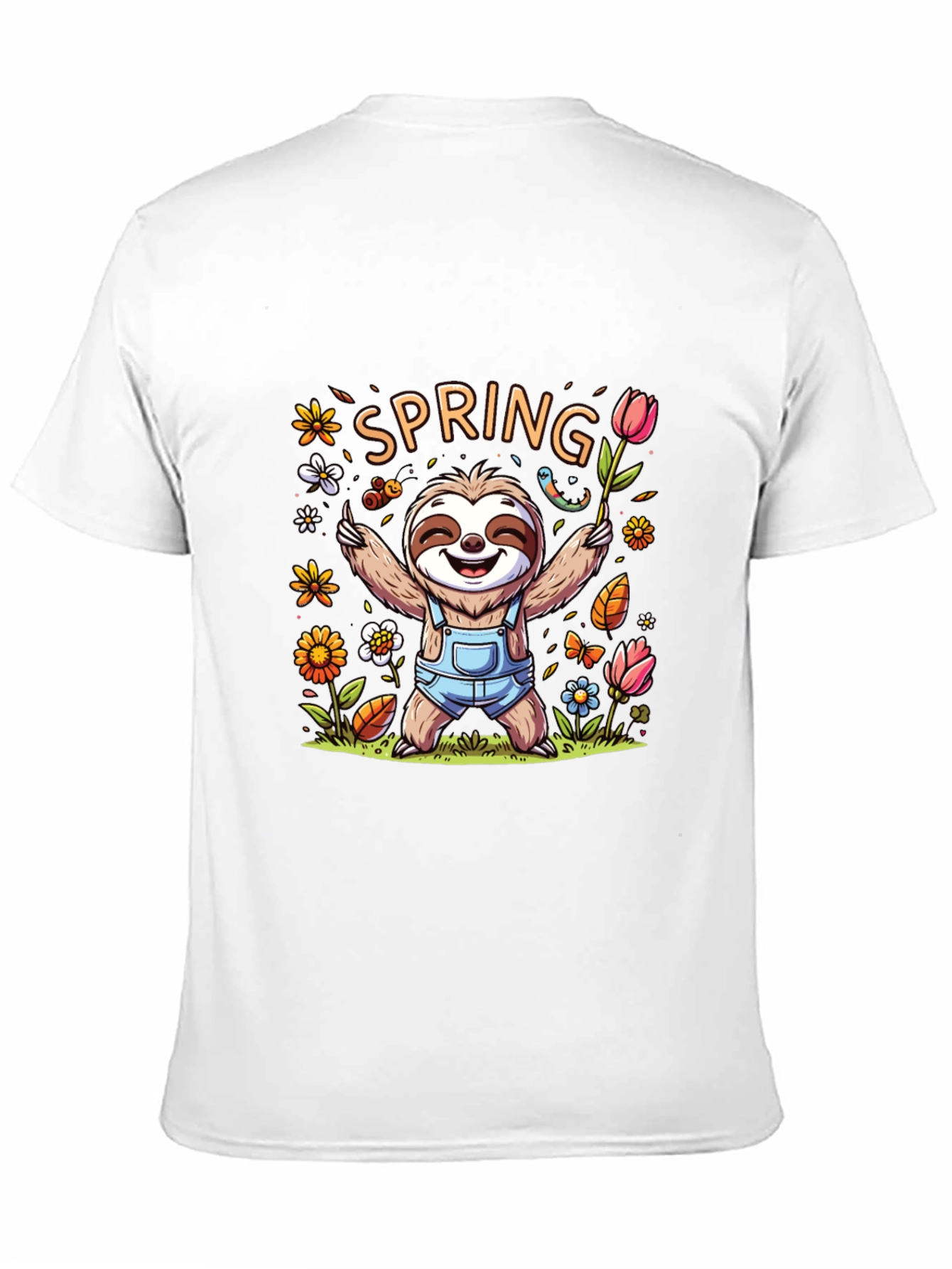 Black Spring Sloth Graphic Tee - Unisex Black T-Shirt view 11