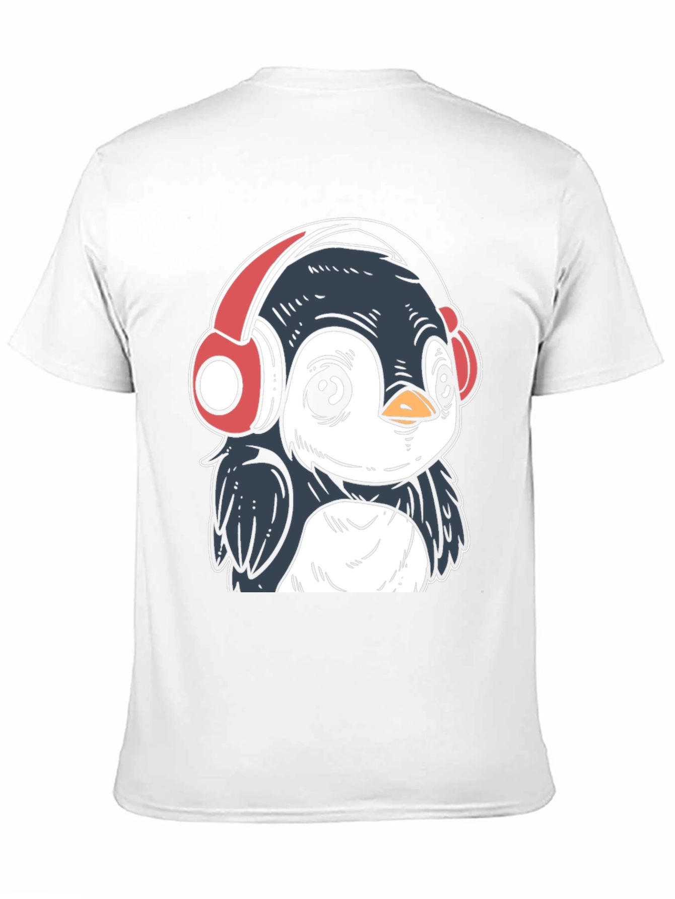Black Penguin Headphones Graphic Tee - Cool Black T-Shirt view 11