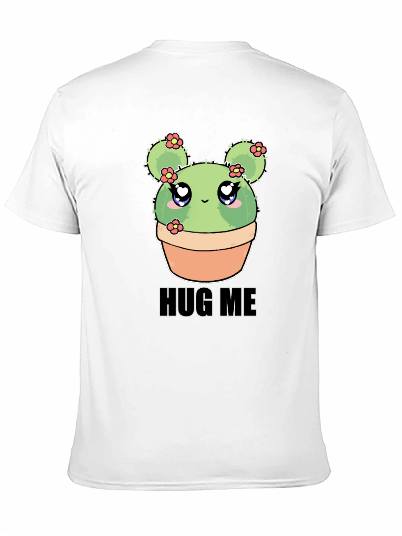 Black Cute Cactus Hug Me T-Shirt - Kawaii Plant Tee view 11