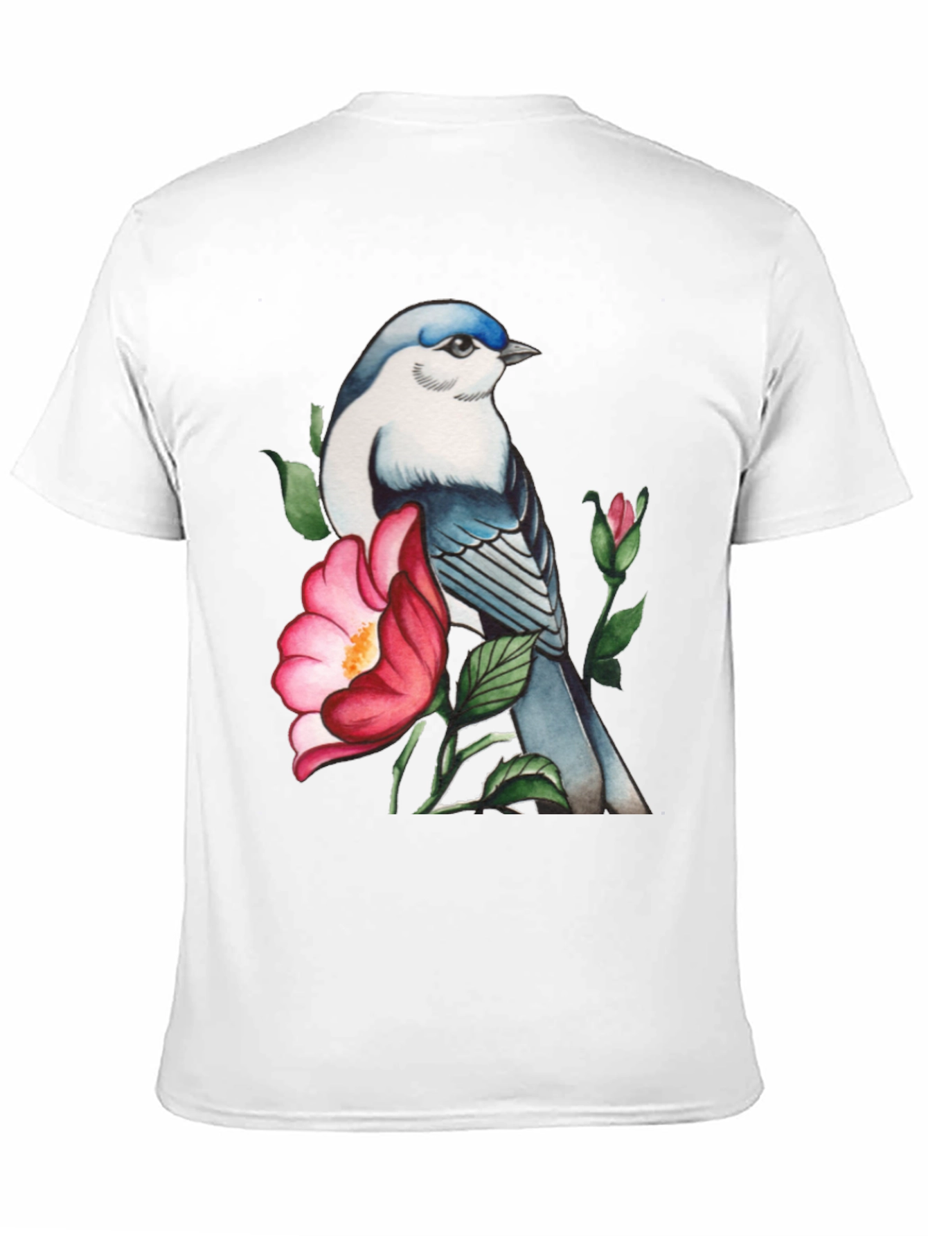 Black Bird and Blossom Graphic Tee - Stylish Nature Design view 11