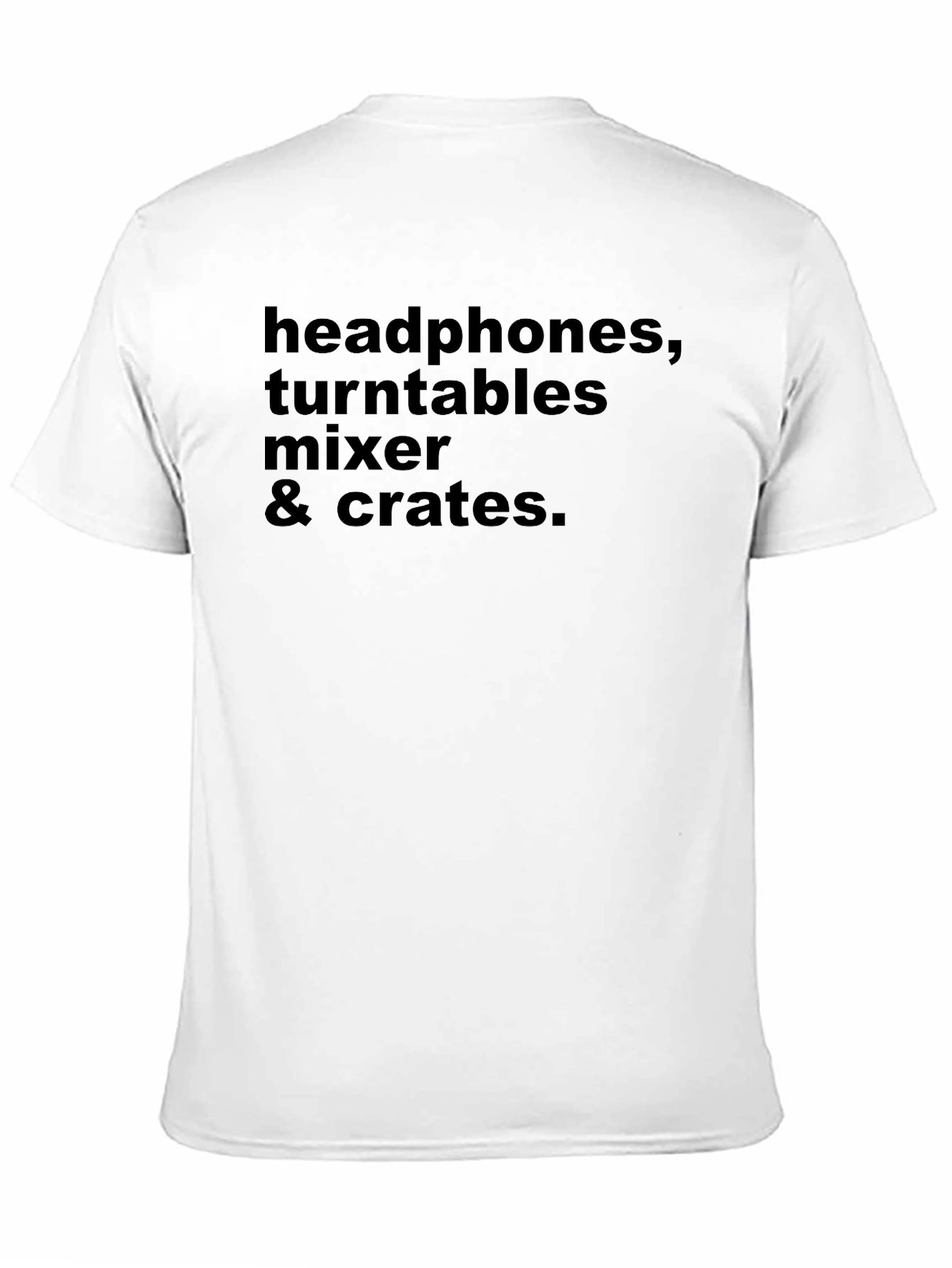 Black DJ Gear T-Shirt: Headphones, Turntables, Mixer & Crates view 11