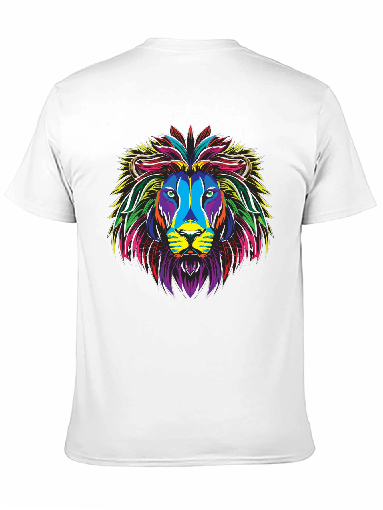 Black Colorful Lion Graphic Print Black T-Shirt view 11