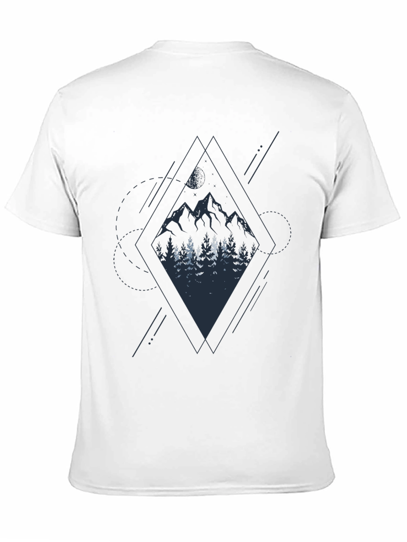 Black Geometric Mountain Graphic Tee - Stylish Men's Black T-Shirt view 11