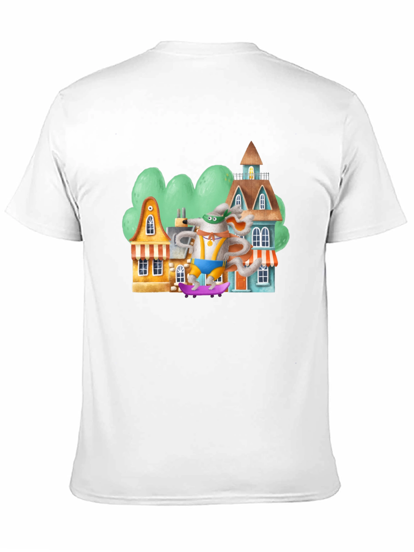 Black Cartoon Mouse Skateboarder Graphic Tee - Black Cotton Blend view 11