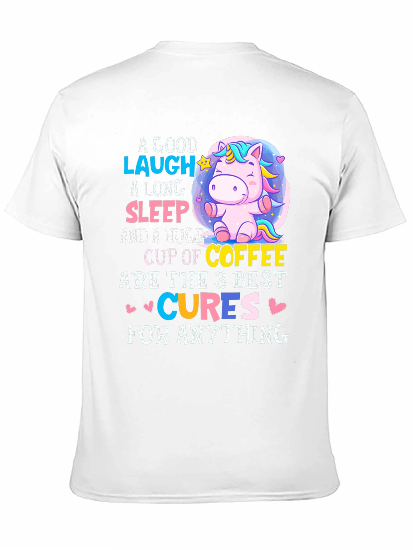 Black Funny Unicorn Coffee Cures T-Shirt view 11